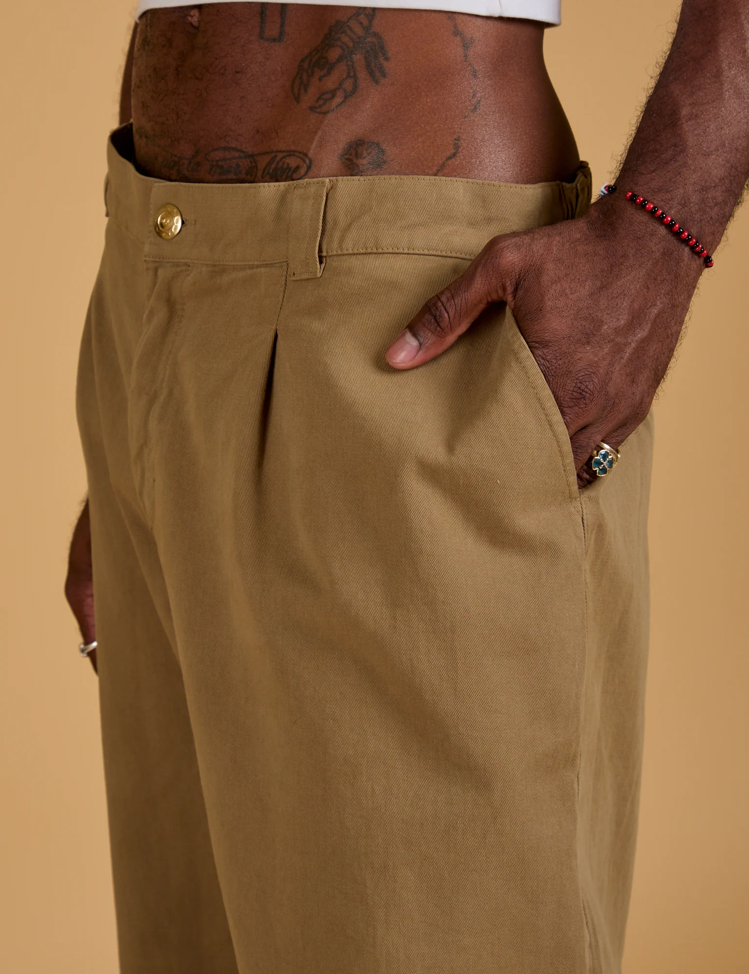 Baggy Mid-Rise Trousers - Desert Brown - Image 4