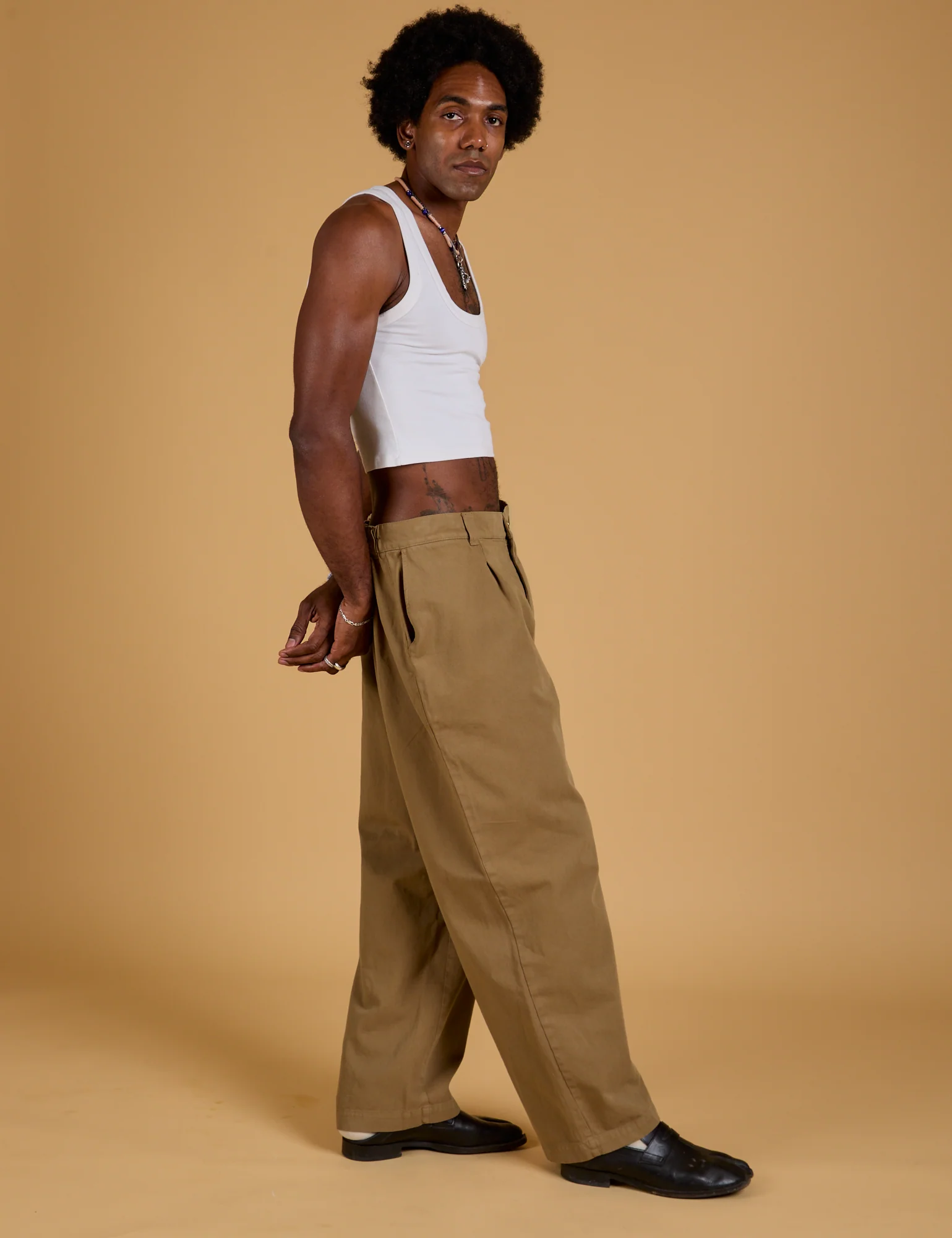 Baggy Mid-Rise Trousers - Desert Brown - Image 5