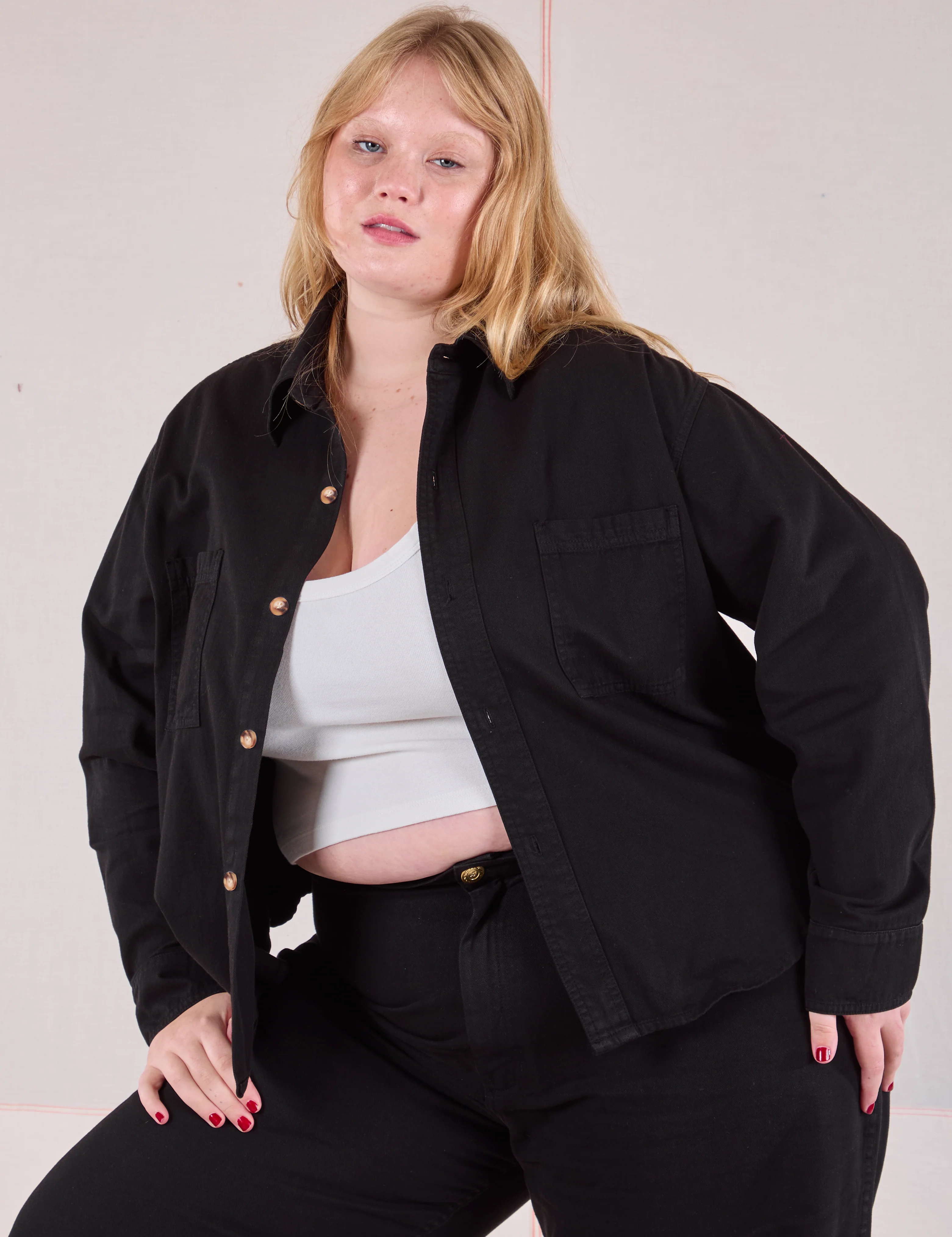 Cropped Overshirt - Basic Black - Image 13