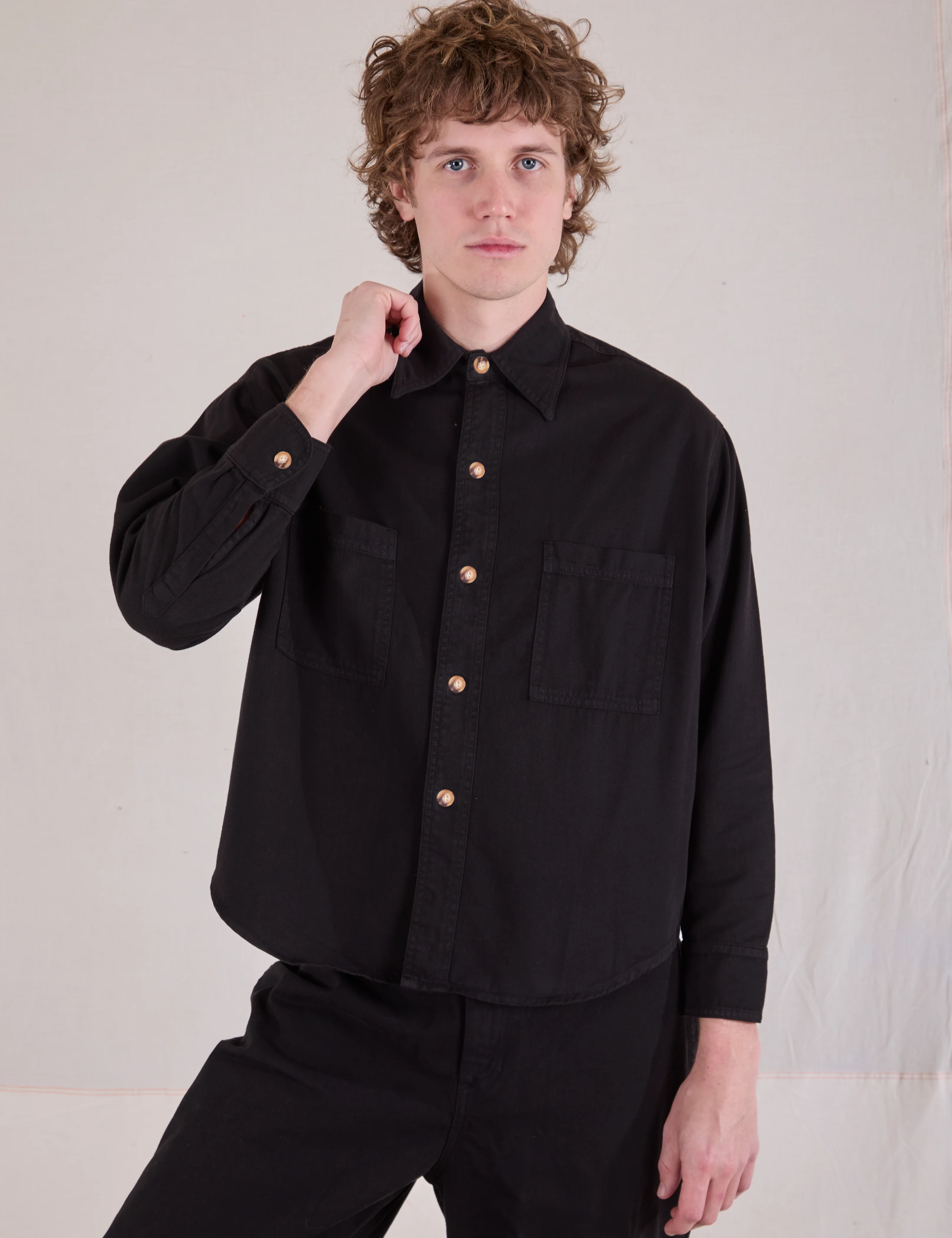 Cropped Overshirt - Basic Black - Image 16