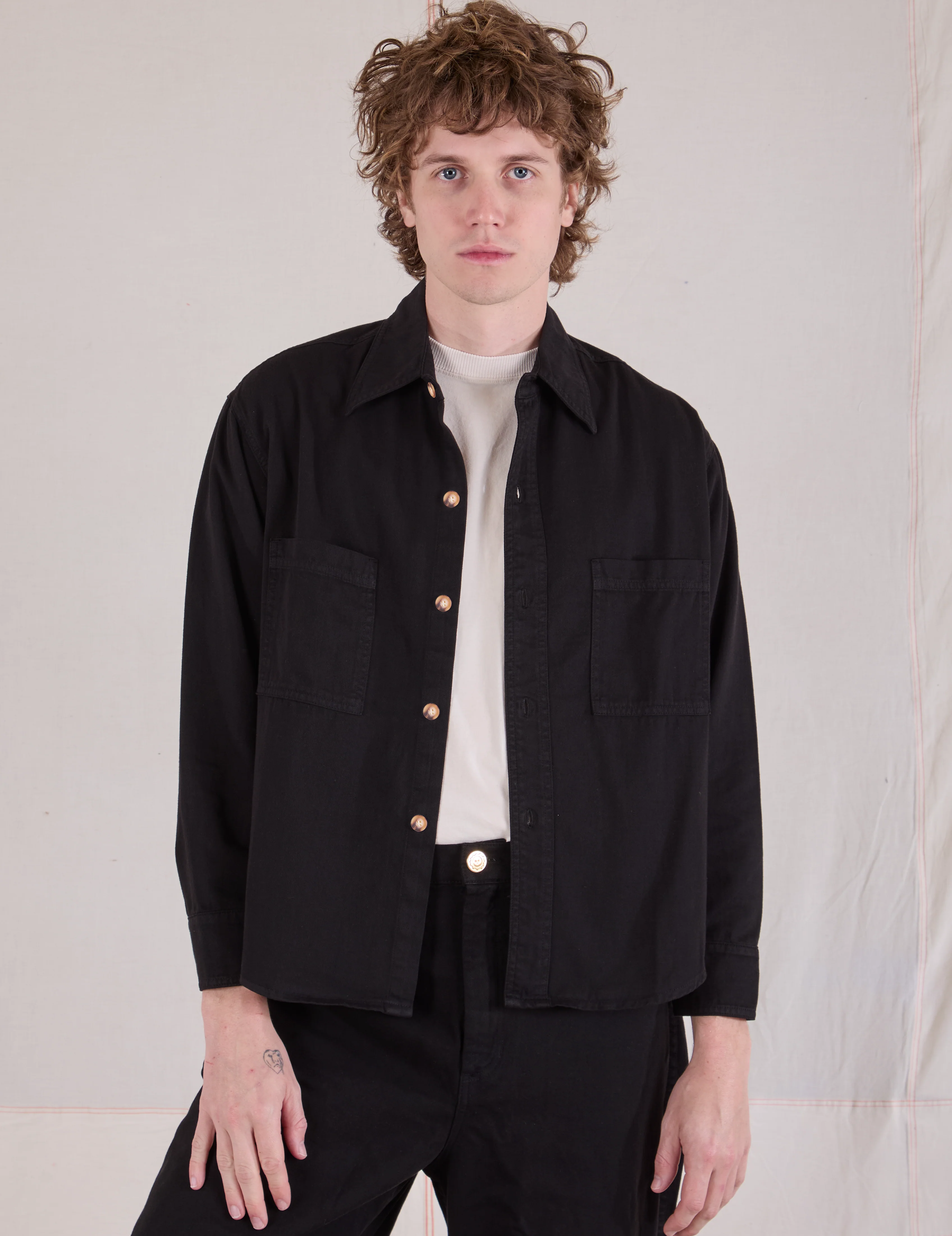 Cropped Overshirt - Basic Black - Image 21