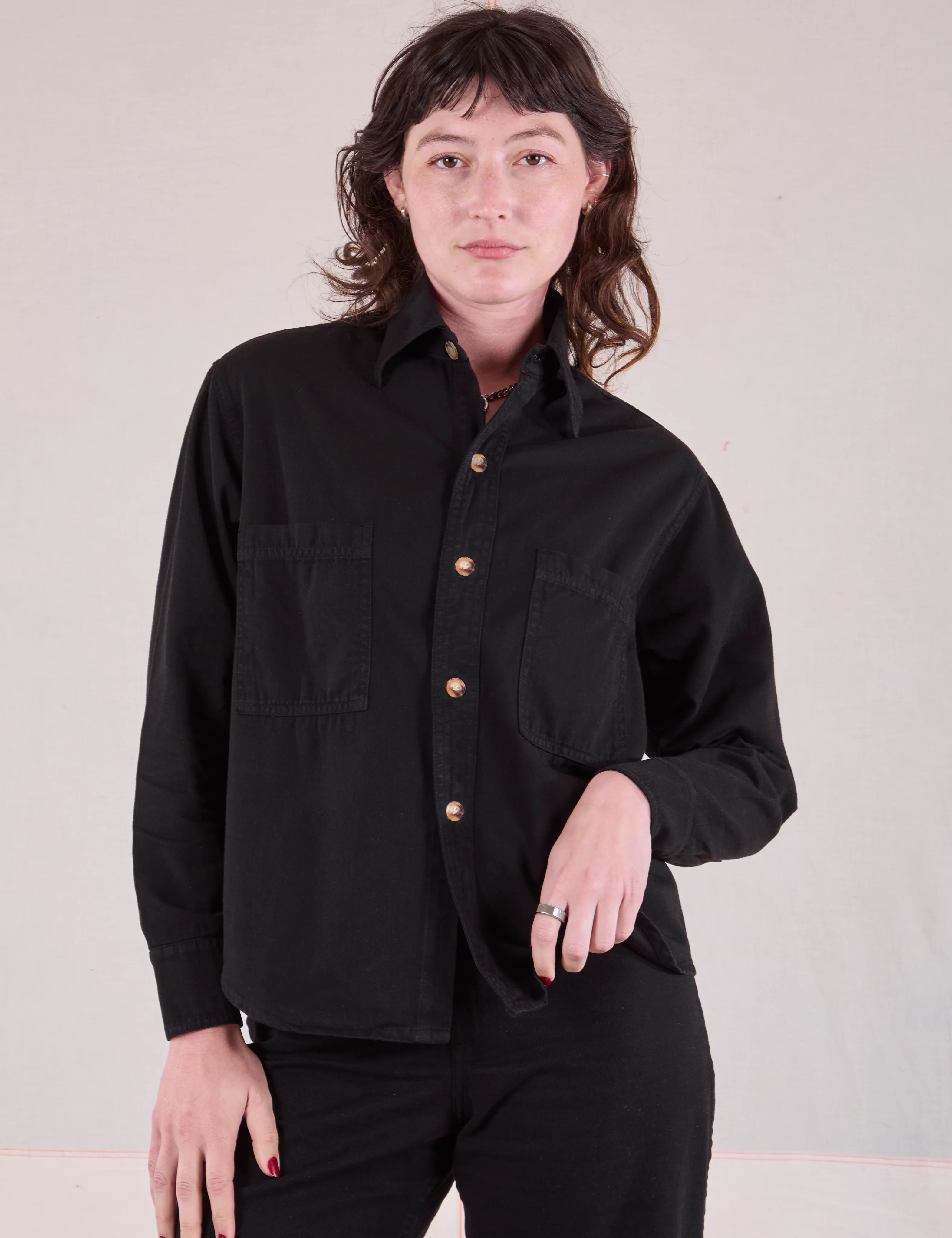Cropped Overshirt - Basic Black - Image 3