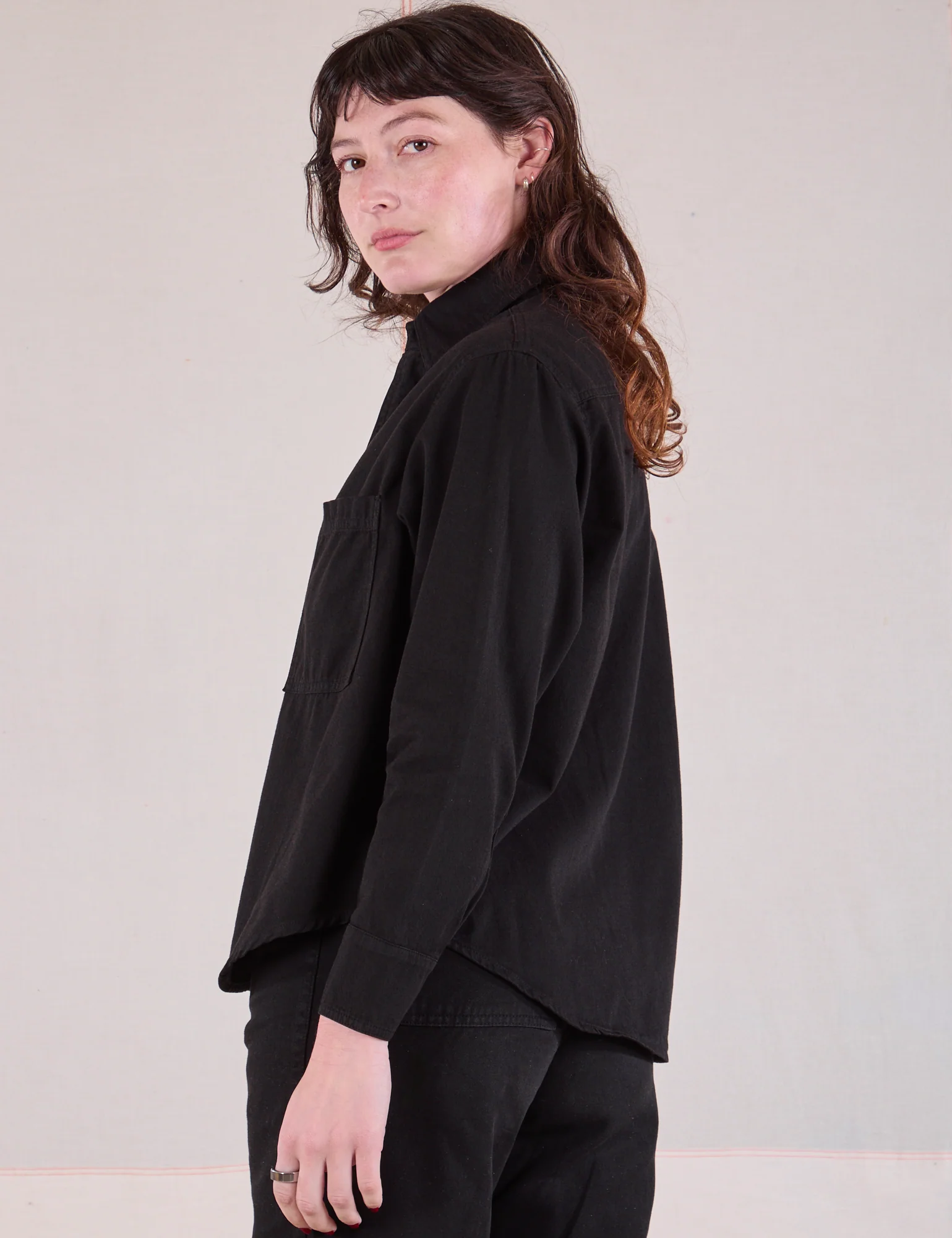 Cropped Overshirt - Basic Black - Image 4