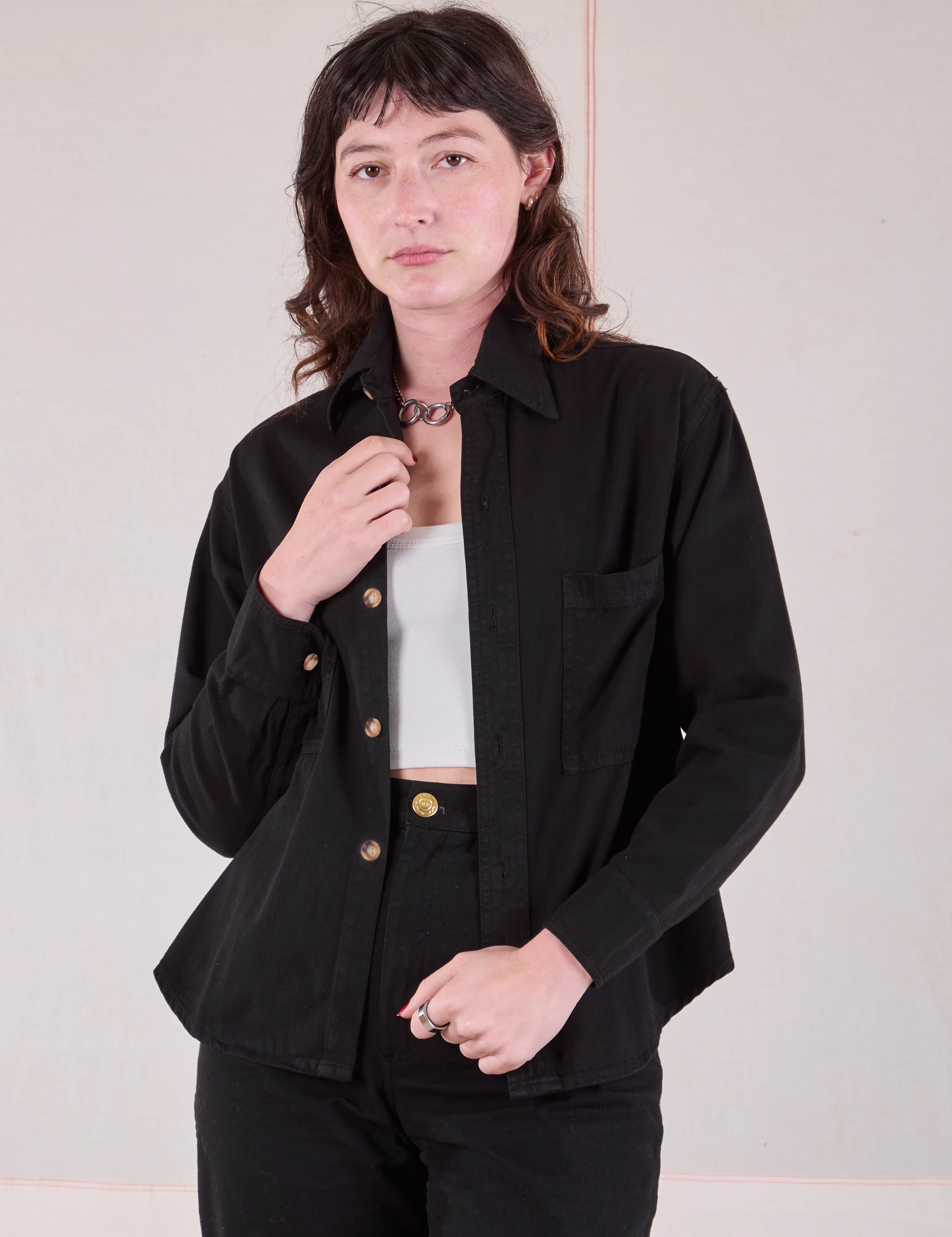 Cropped Overshirt - Basic Black - Image 6