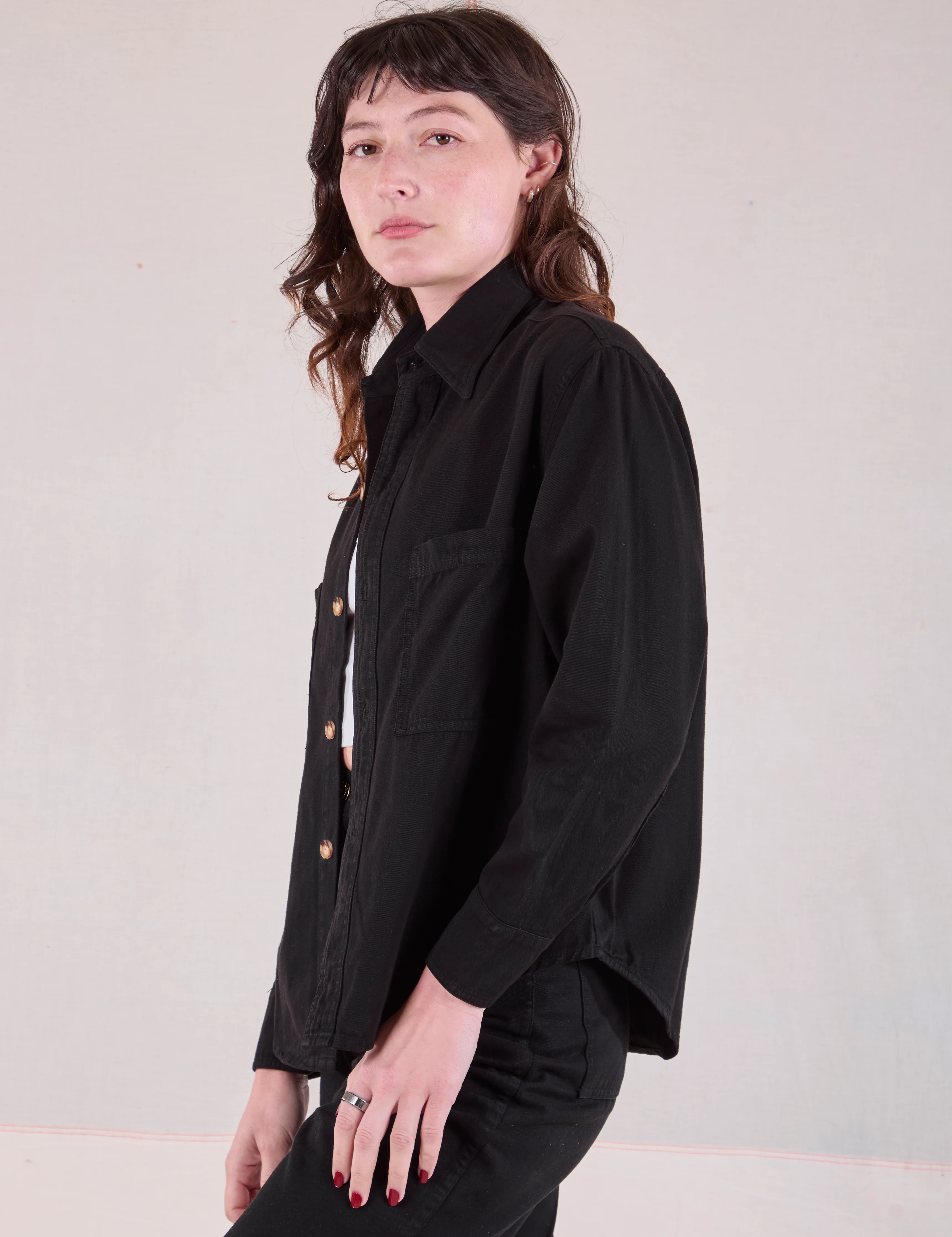 Cropped Overshirt - Basic Black - Image 7