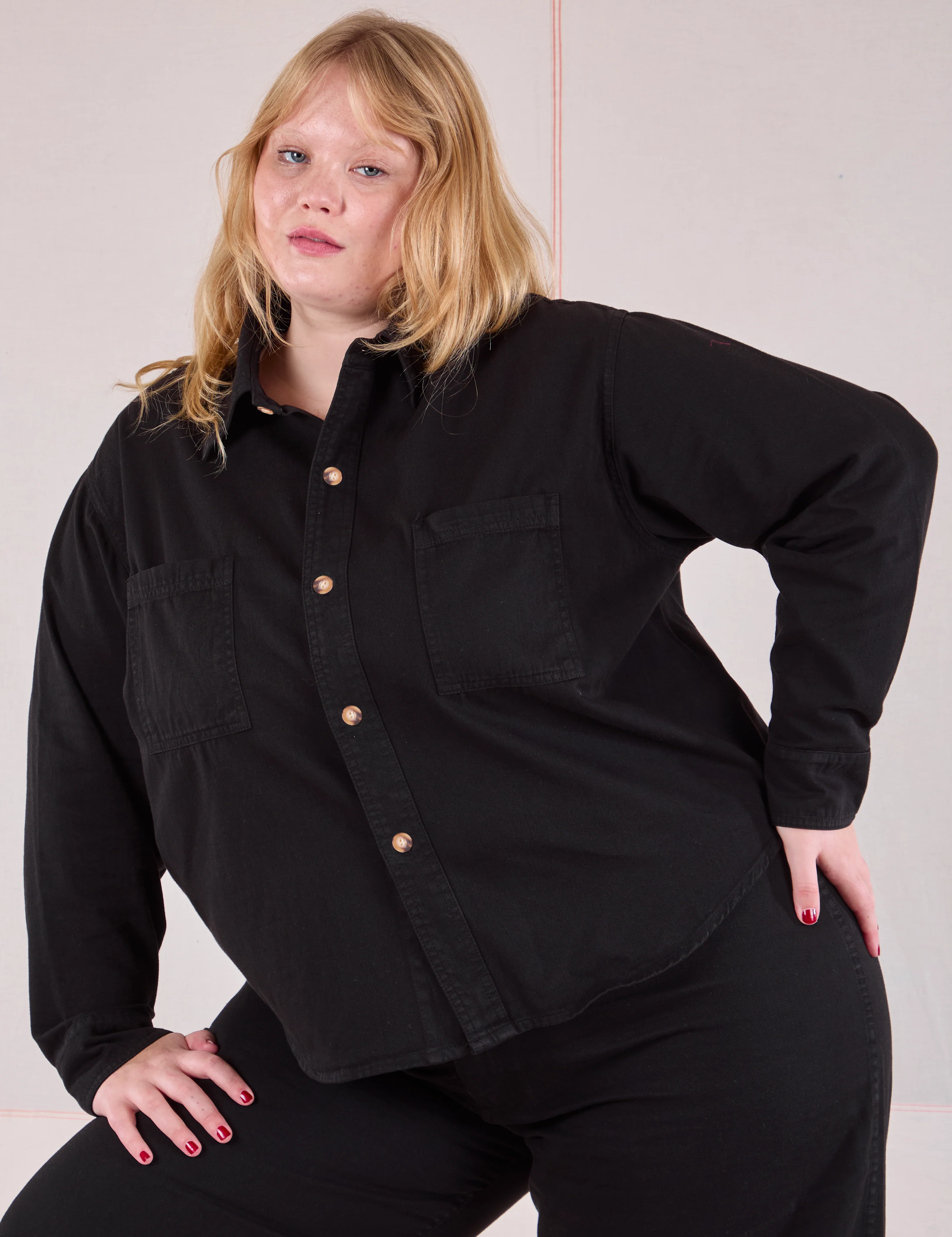 Cropped Overshirt - Basic Black - Image 9