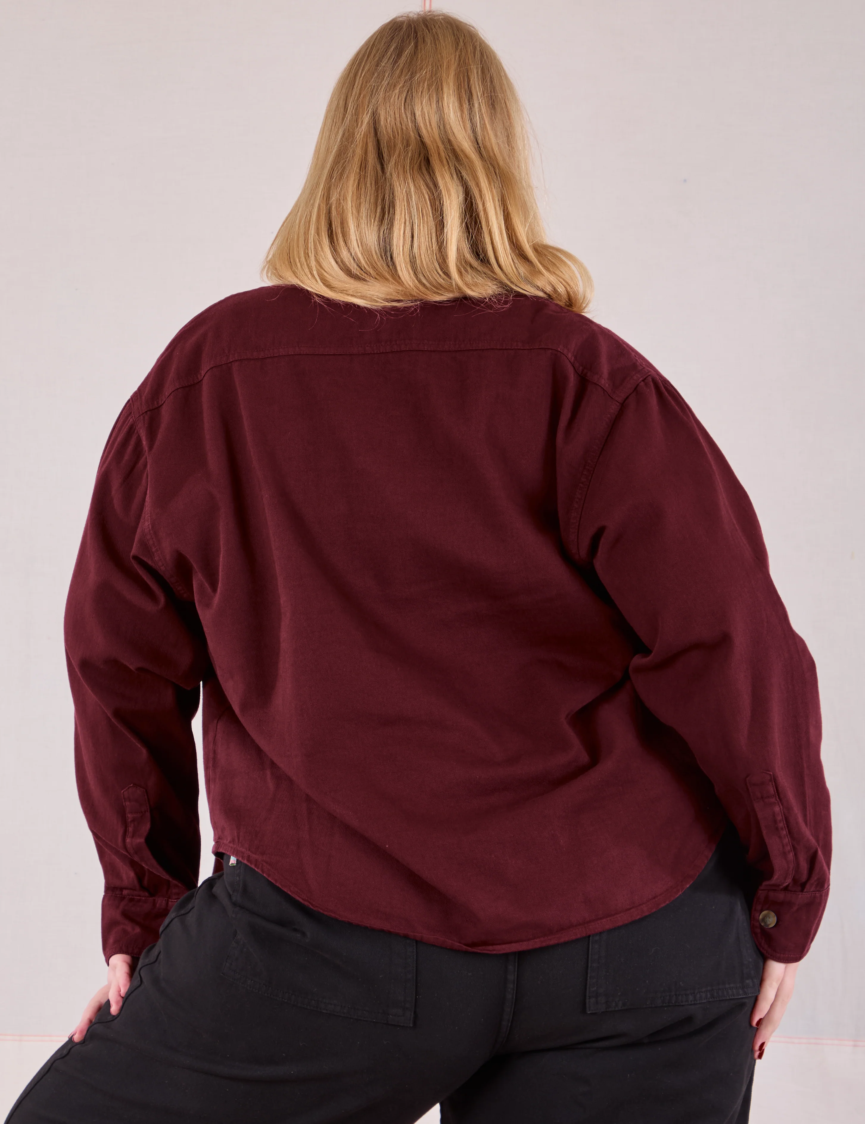 Cropped Overshirt - Red Wine - Image 14