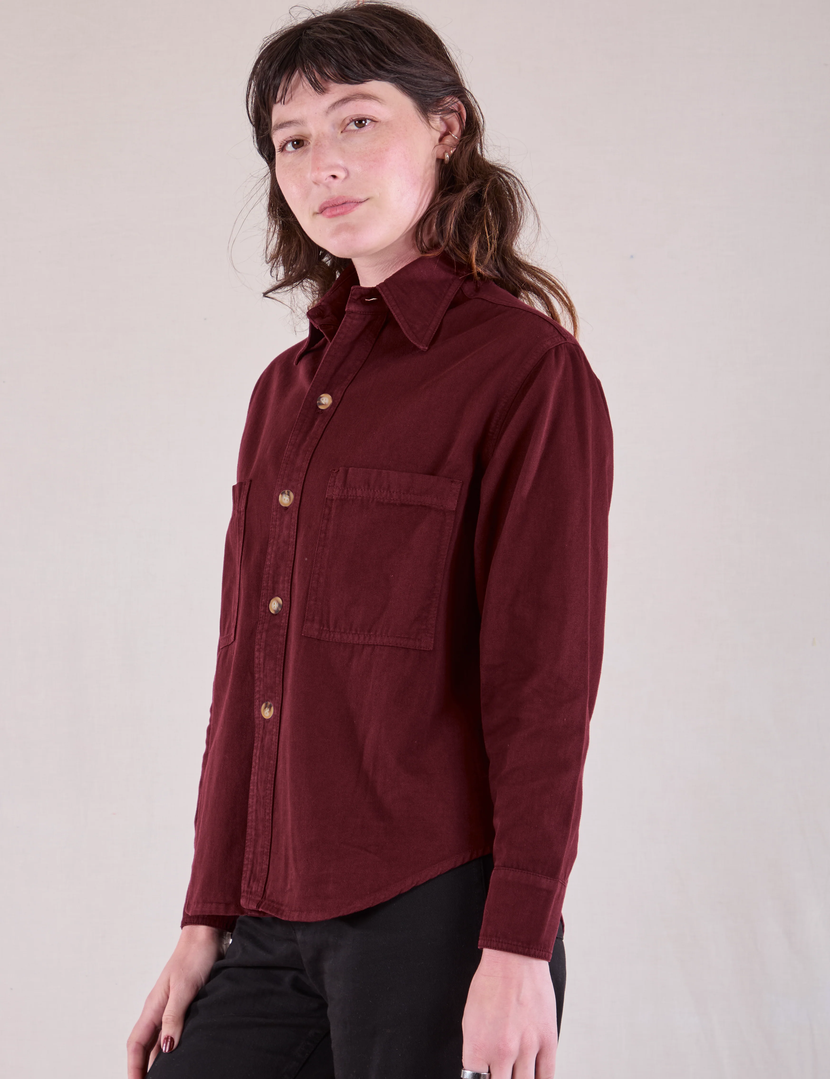 Cropped Overshirt - Red Wine - Image 19