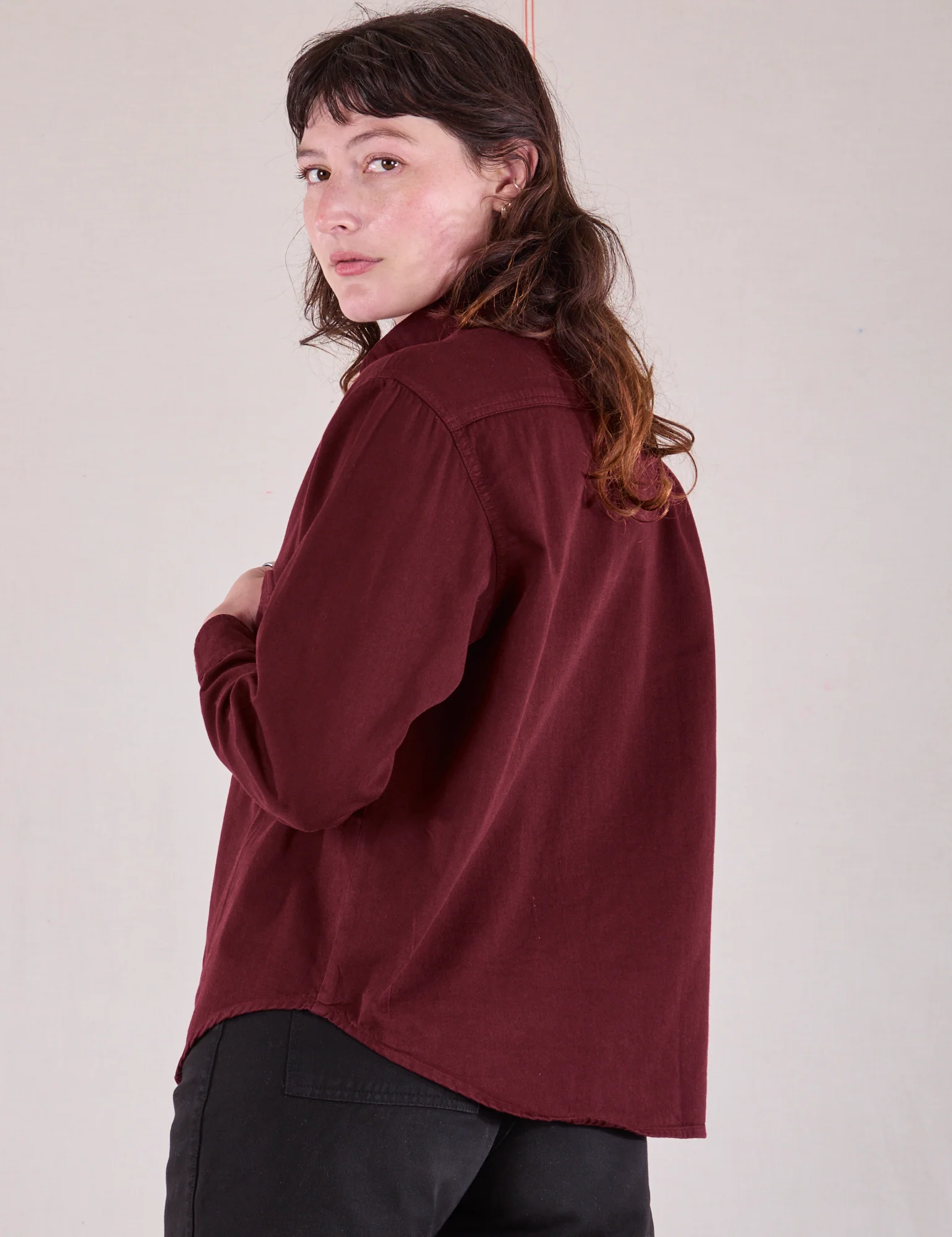 Cropped Overshirt - Red Wine - Image 20