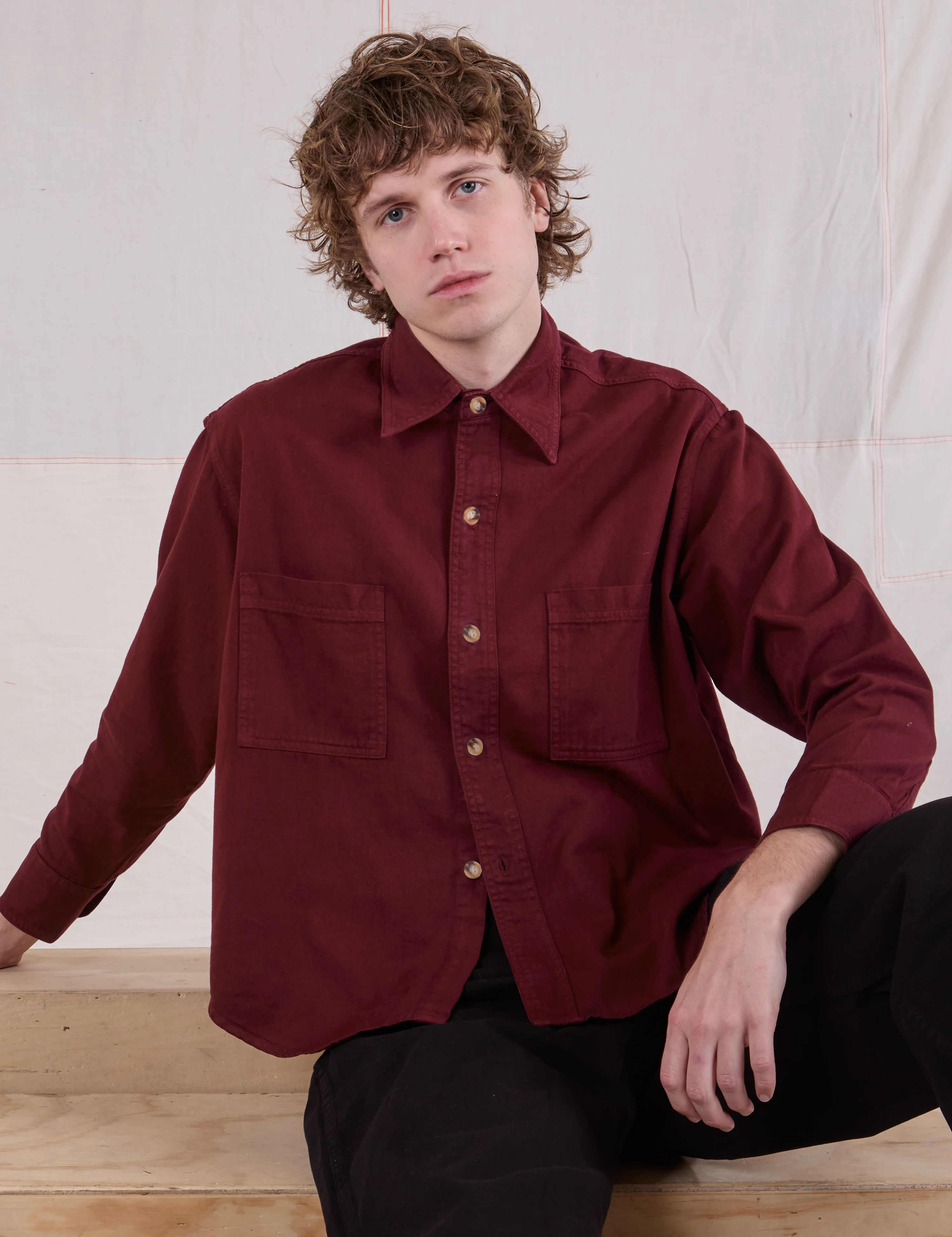 Cropped Overshirt - Red Wine - Image 7