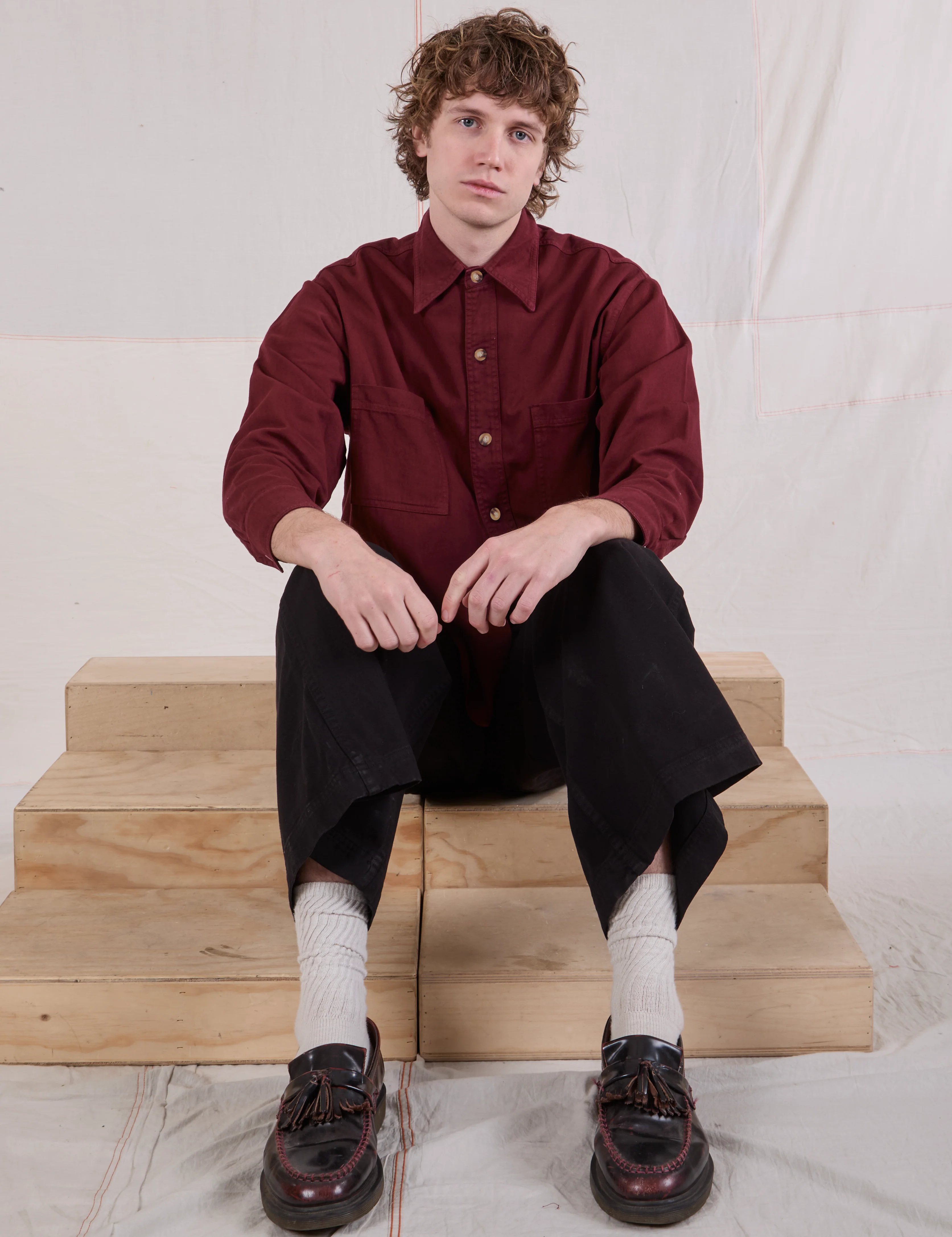 Cropped Overshirt - Red Wine - Image 8