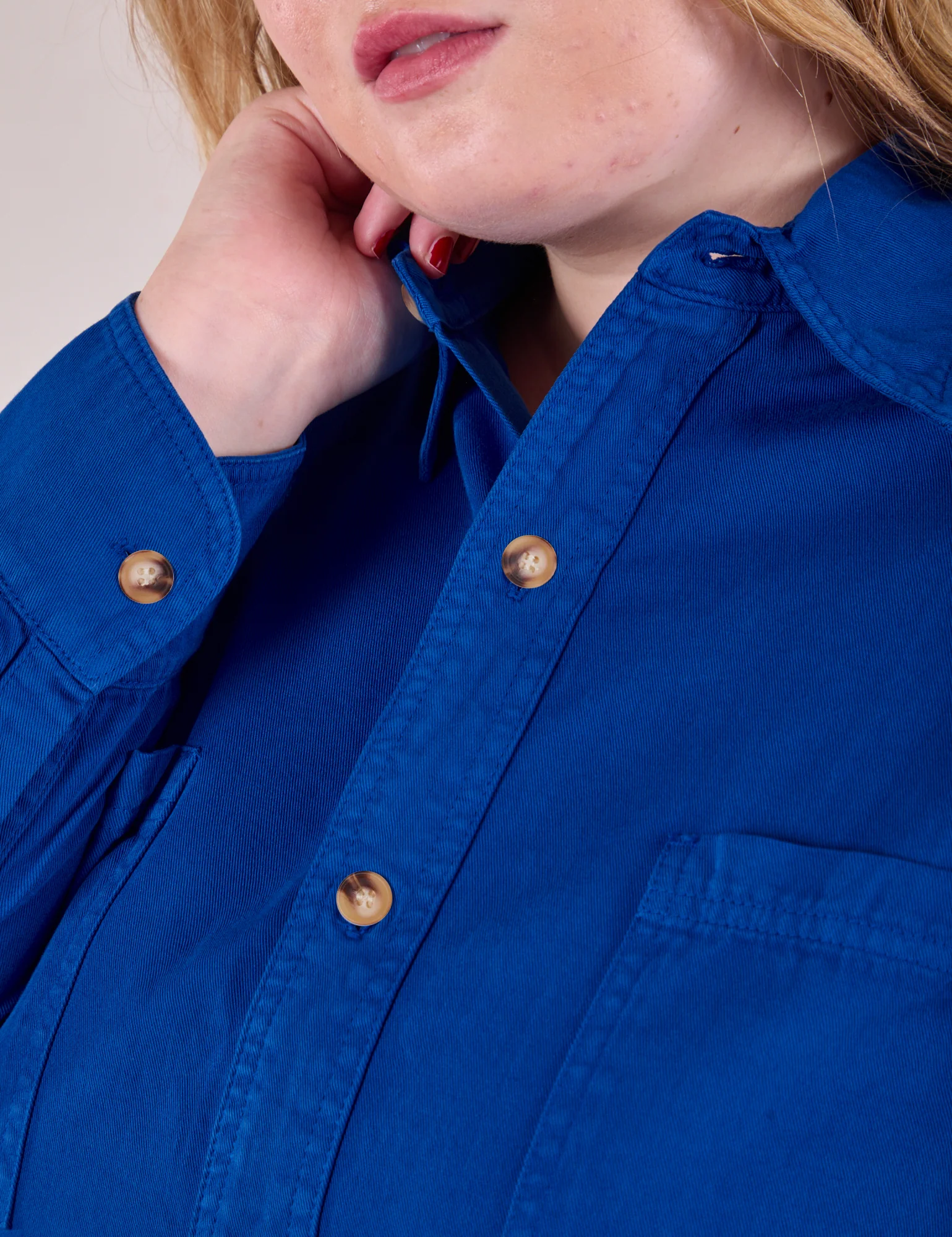 Cropped Overshirt - Royal Blue - Image 10