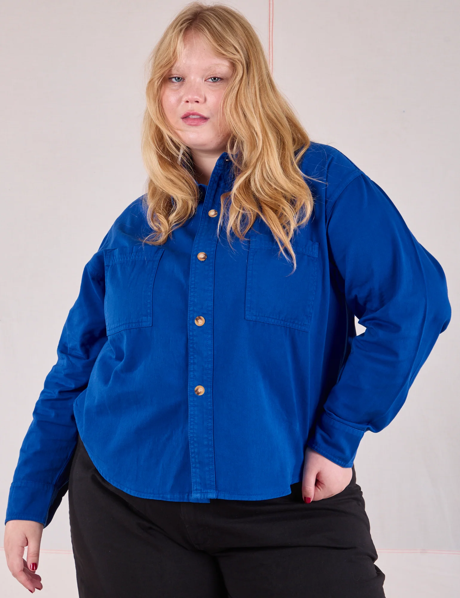 Cropped Overshirt - Royal Blue - Image 11
