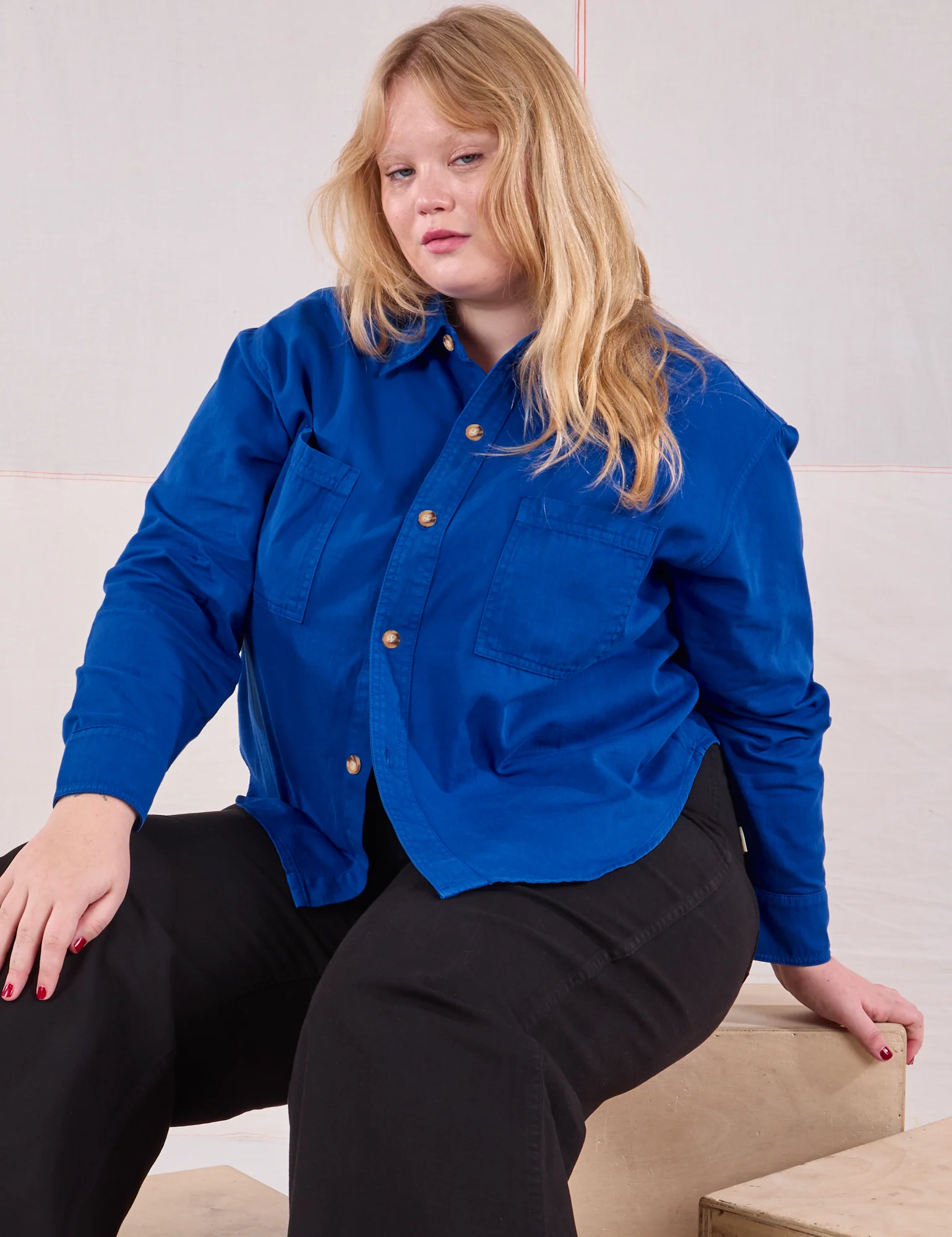 Cropped Overshirt - Royal Blue - Image 15