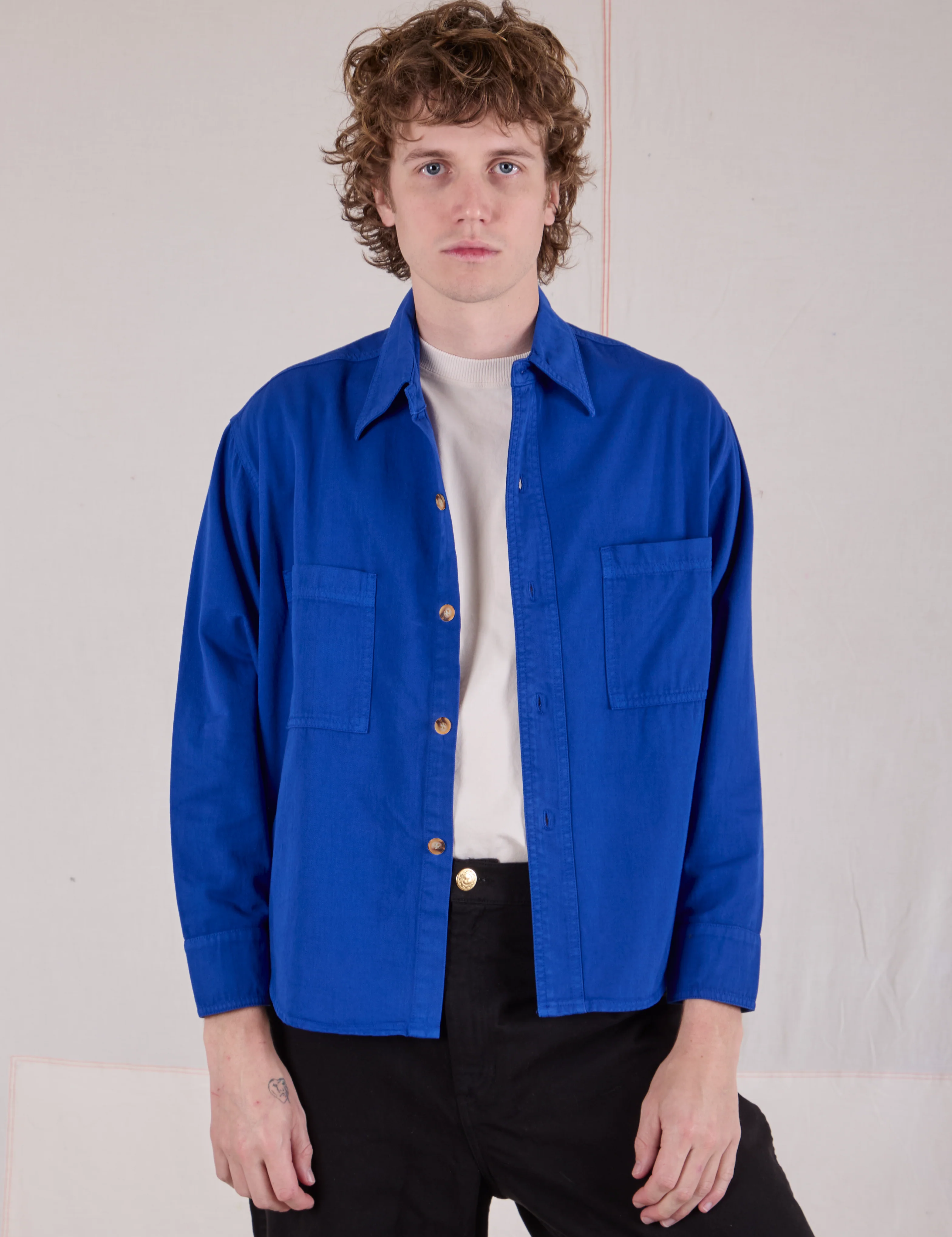 Cropped Overshirt - Royal Blue - Image 16