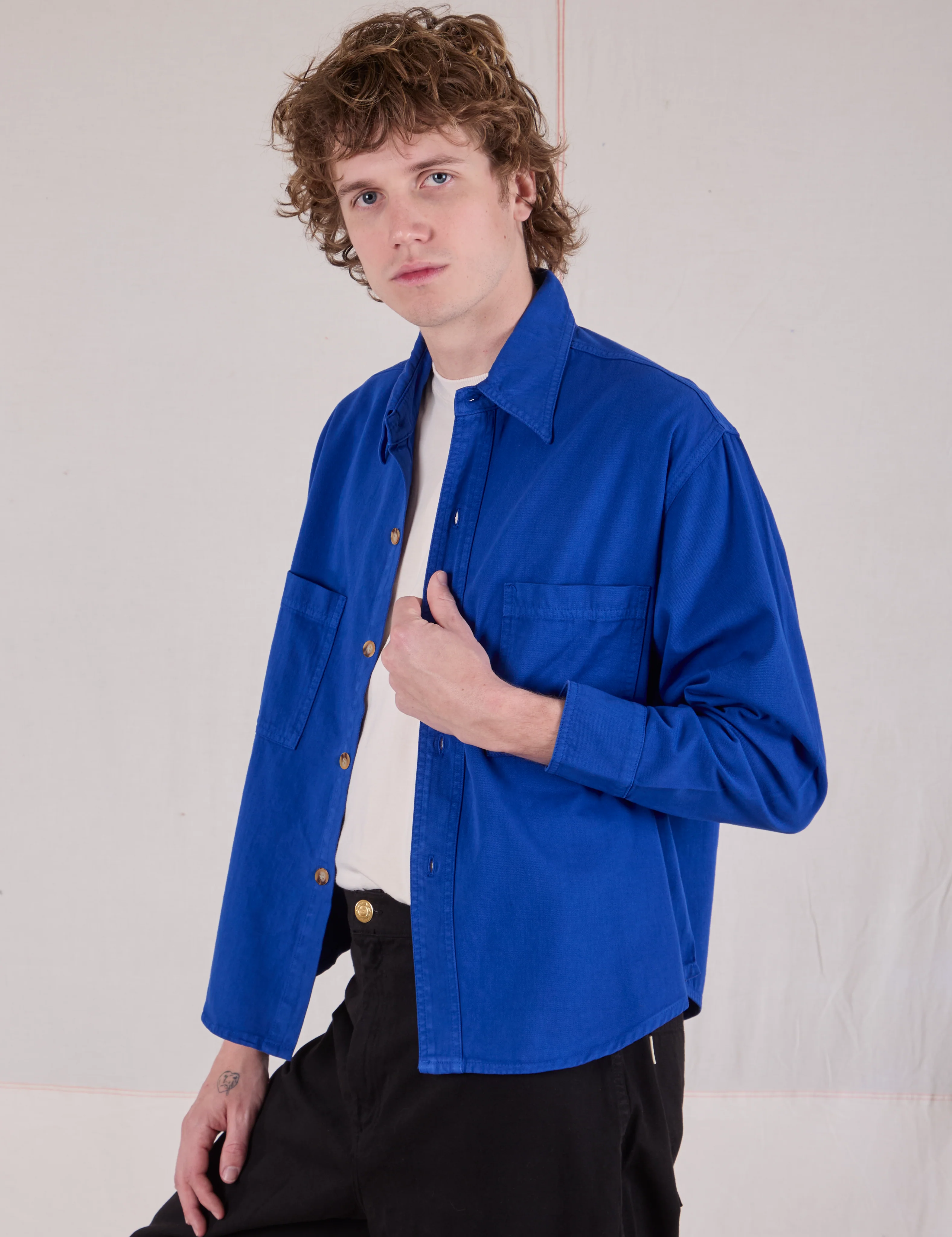 Cropped Overshirt - Royal Blue - Image 17
