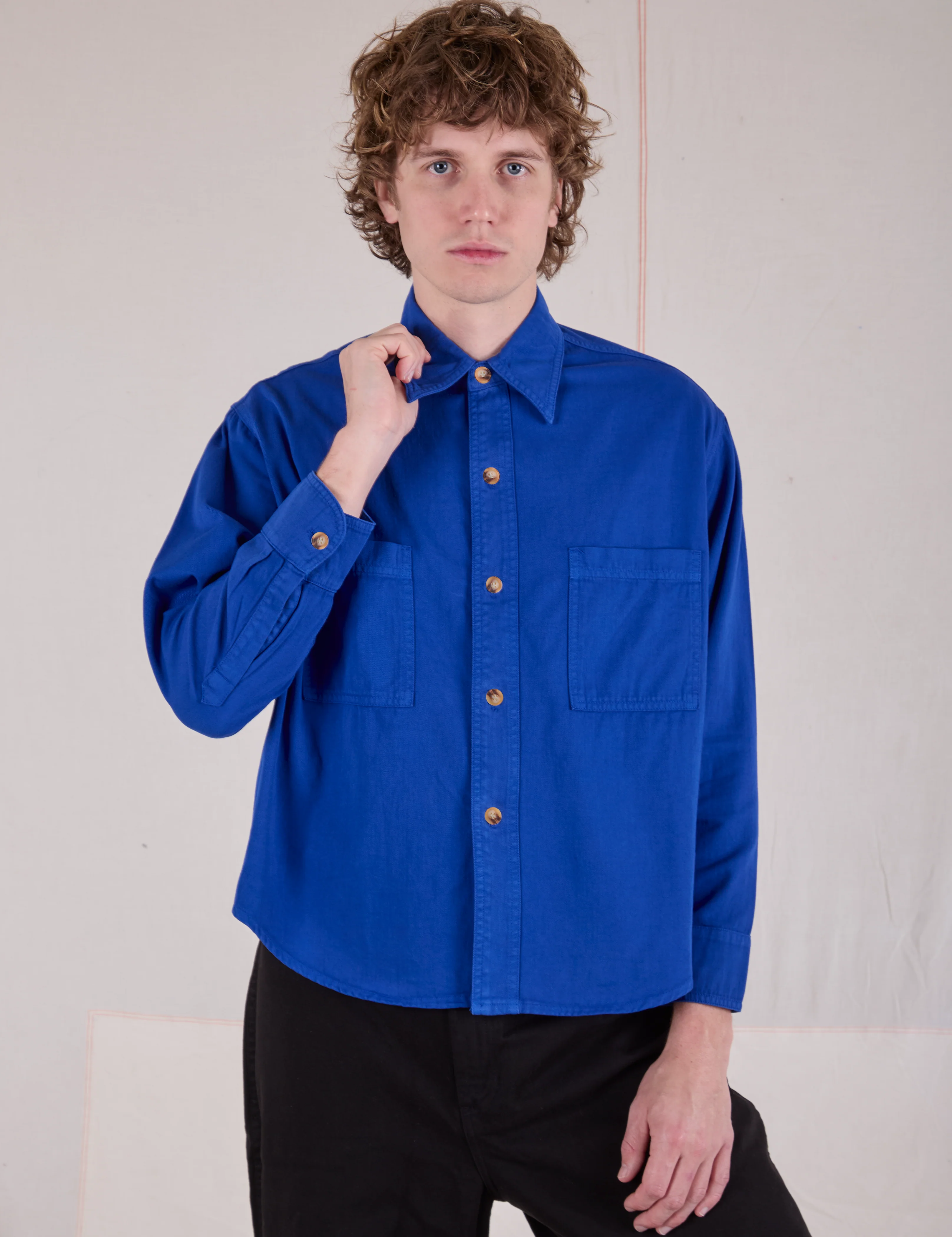 Cropped Overshirt - Royal Blue - Image 18