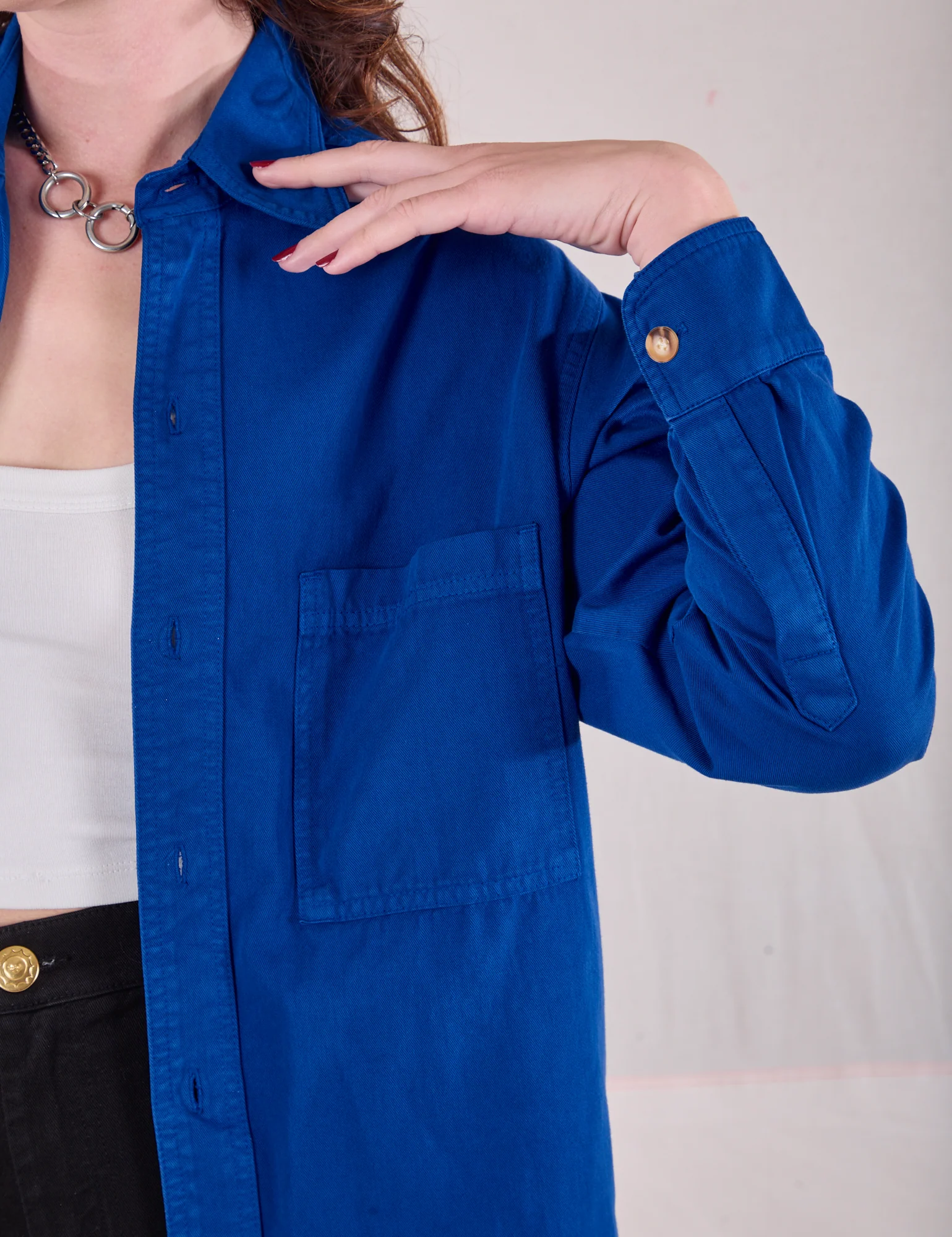 Cropped Overshirt - Royal Blue - Image 3