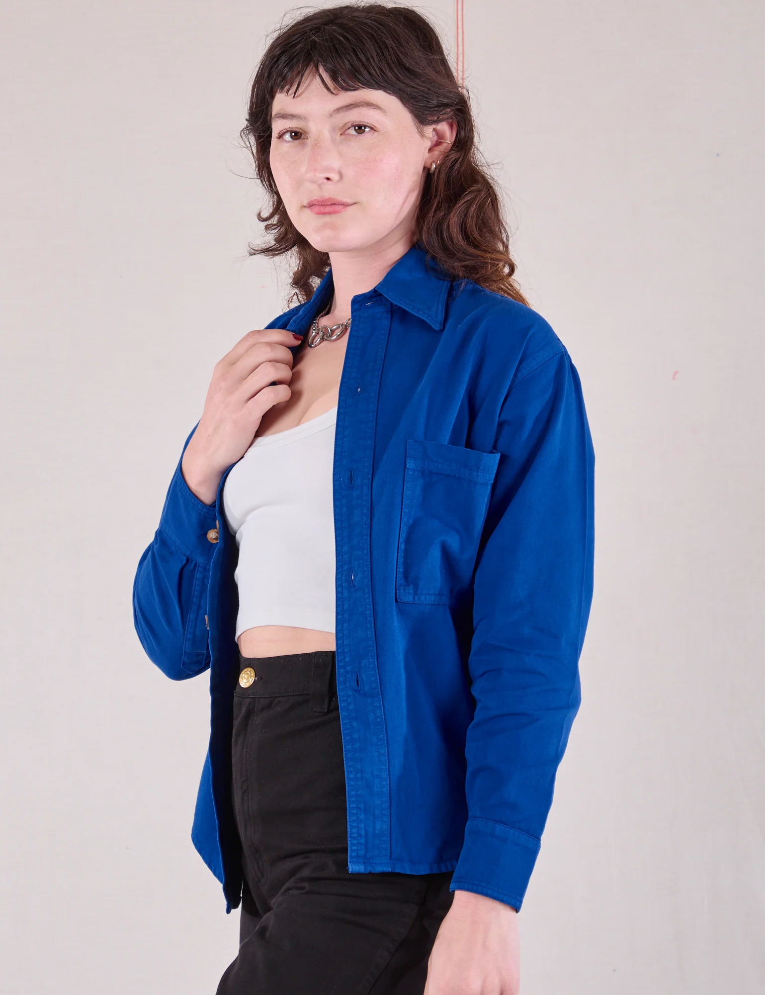 Cropped Overshirt - Royal Blue - Image 4