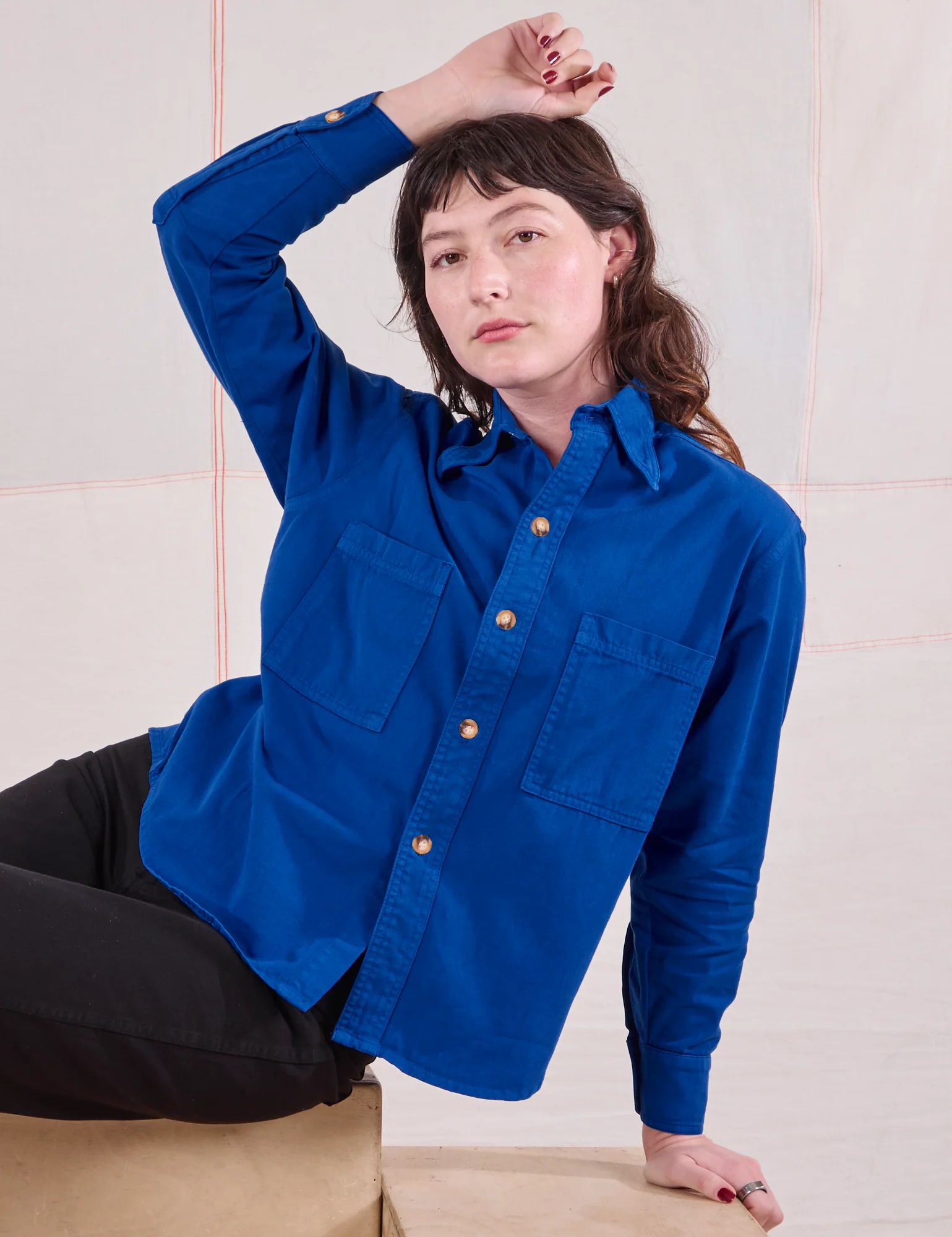 Cropped Overshirt - Royal Blue - Image 8