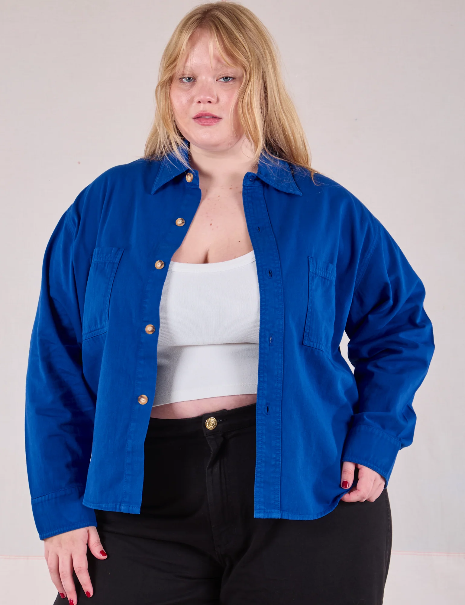 Cropped Overshirt - Royal Blue - Image 9