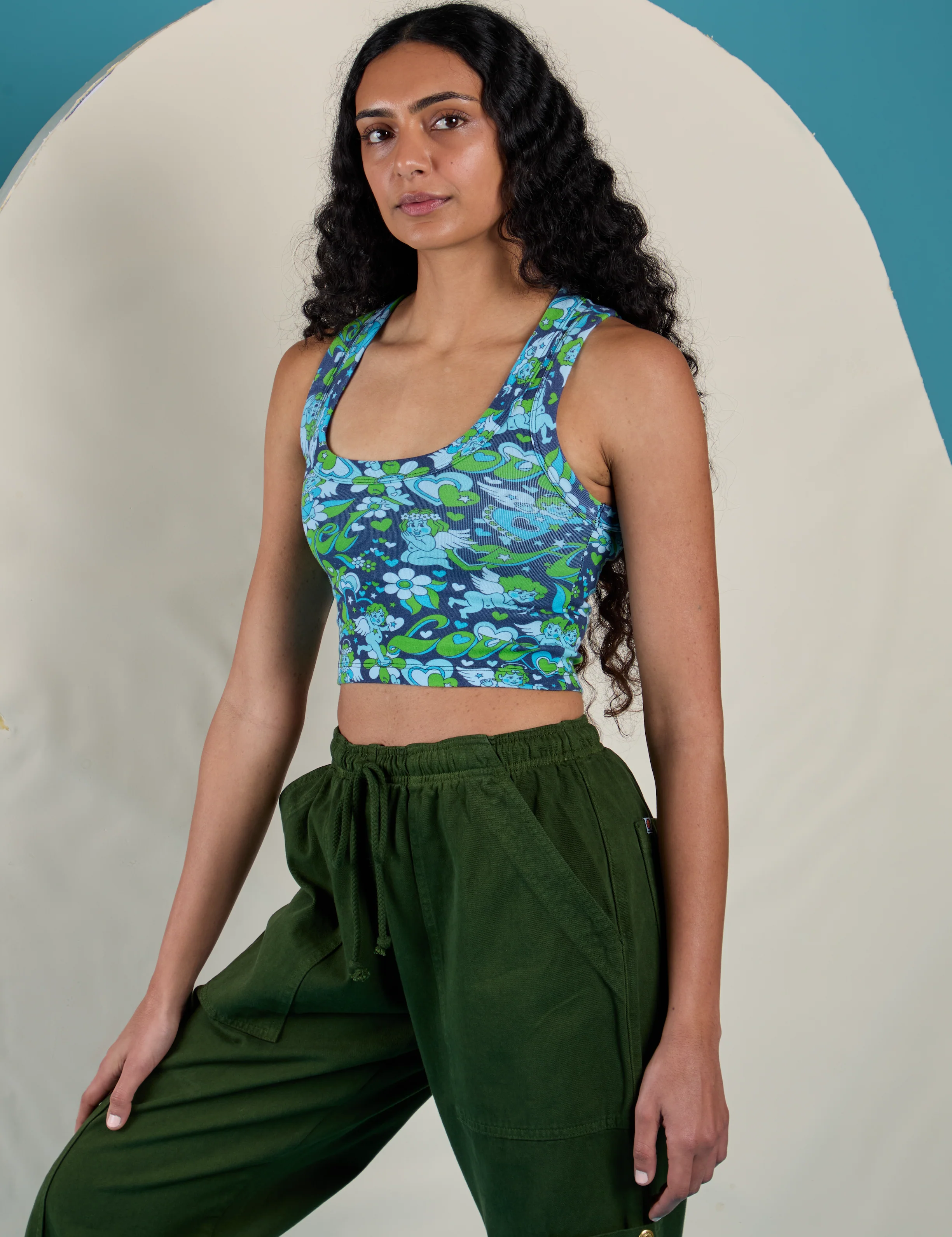 Cropped Tank Top - Angel Print - Image 4