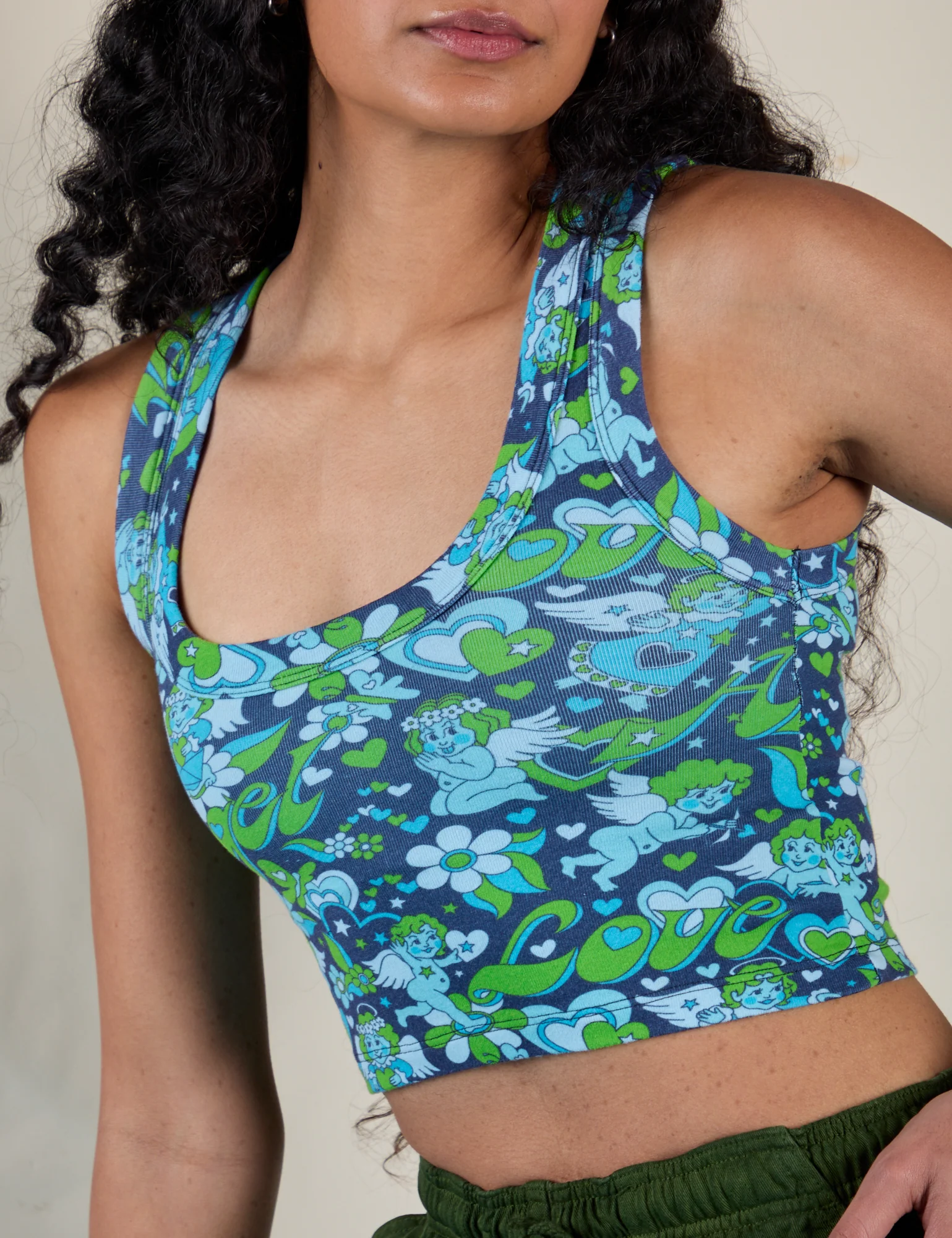 Cropped Tank Top - Angel Print - Image 5