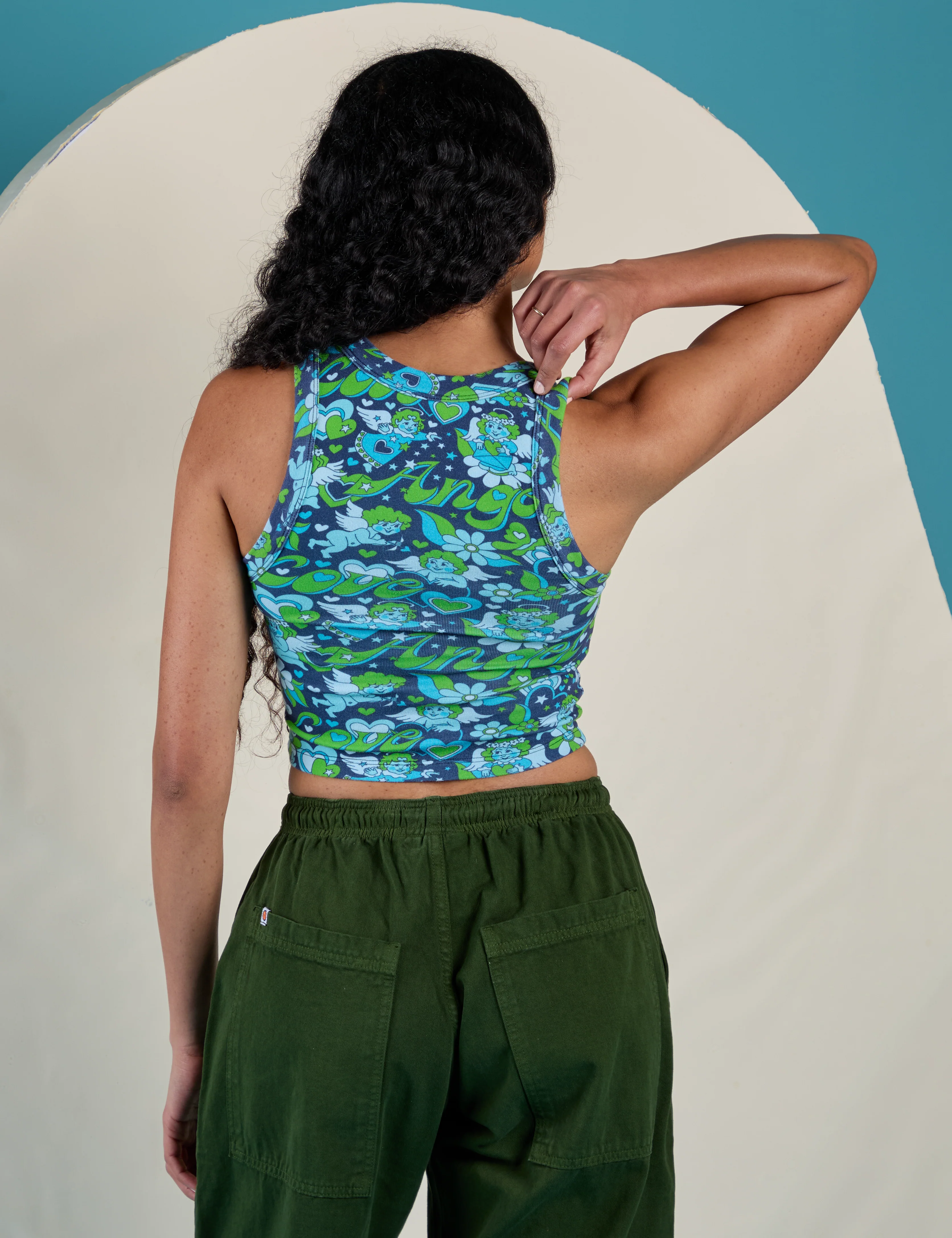 Cropped Tank Top - Angel Print - Image 6