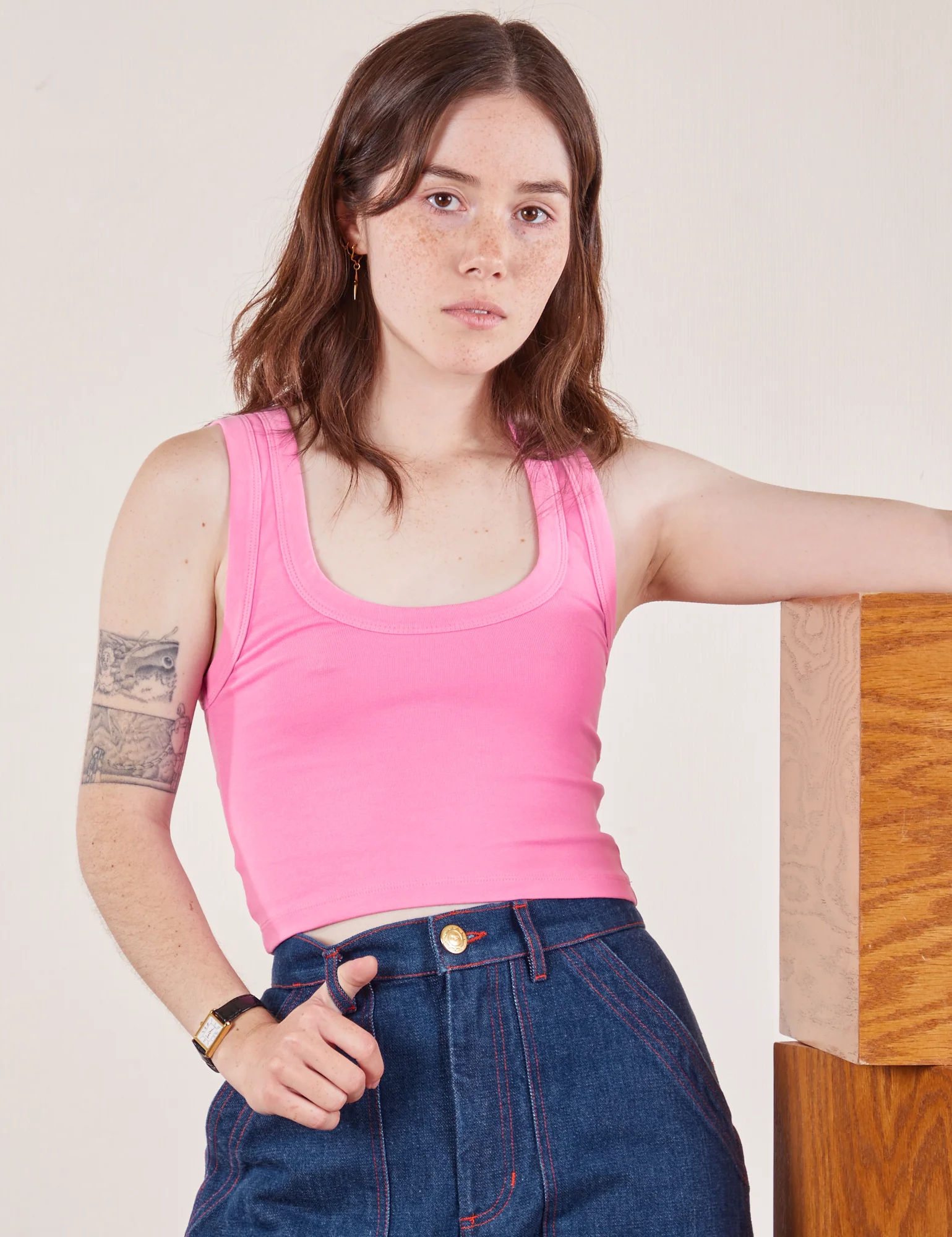 Cropped Tank Top - Bubblegum Pink - Image 11