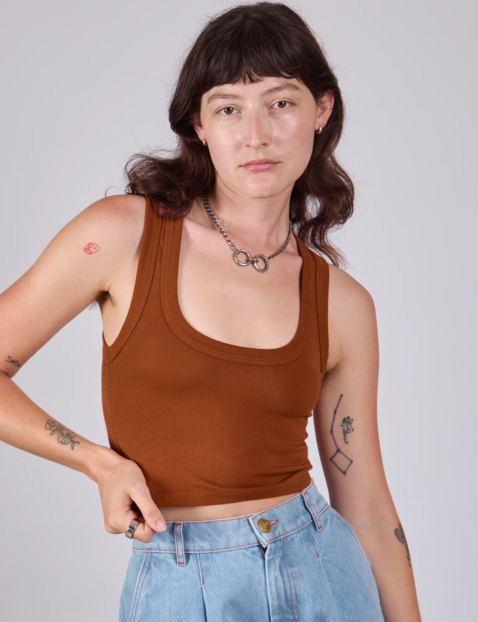 Cropped Tank Top - Burnt Terracotta - Image 3
