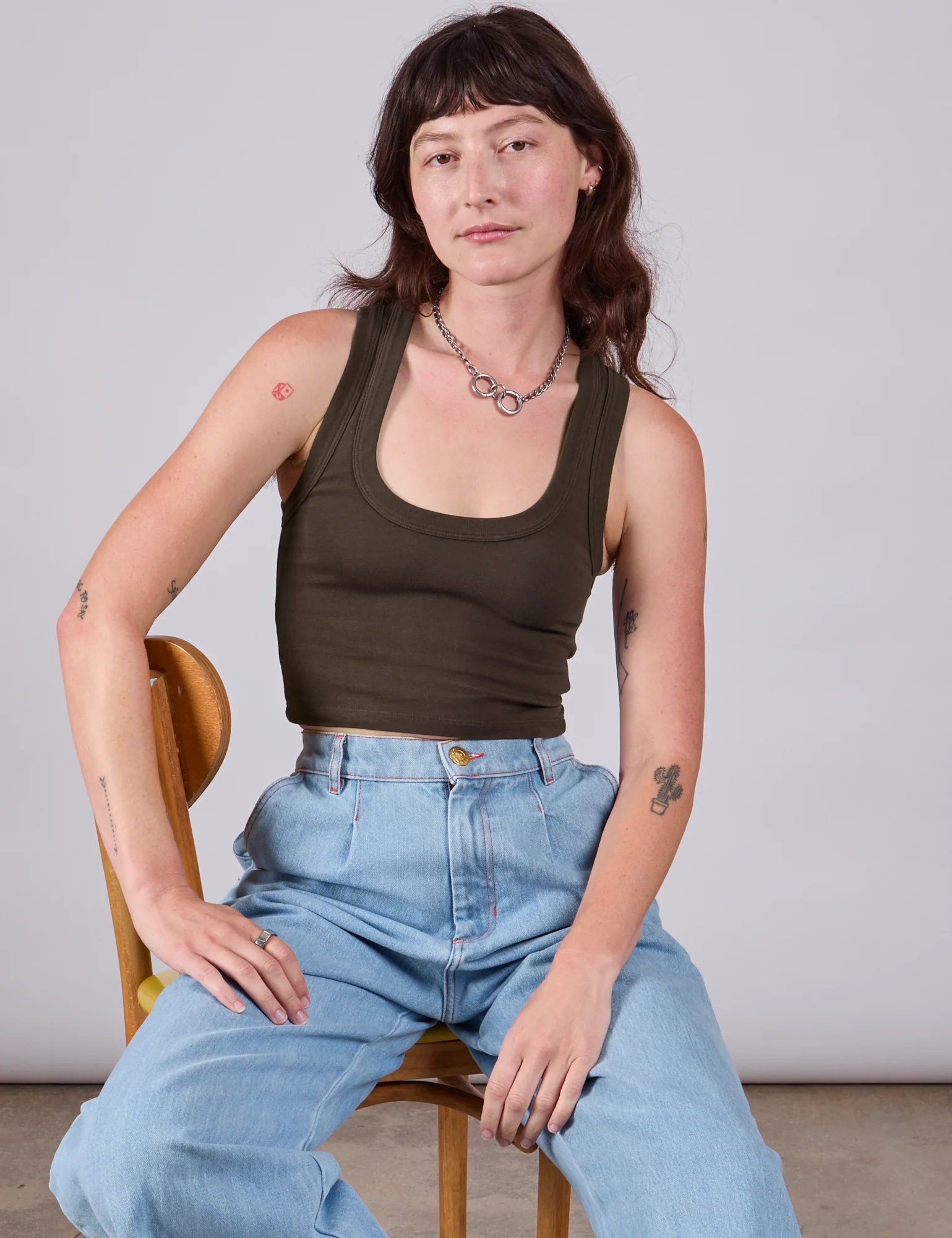 Cropped Tank Top - Espresso Brown - Image 10