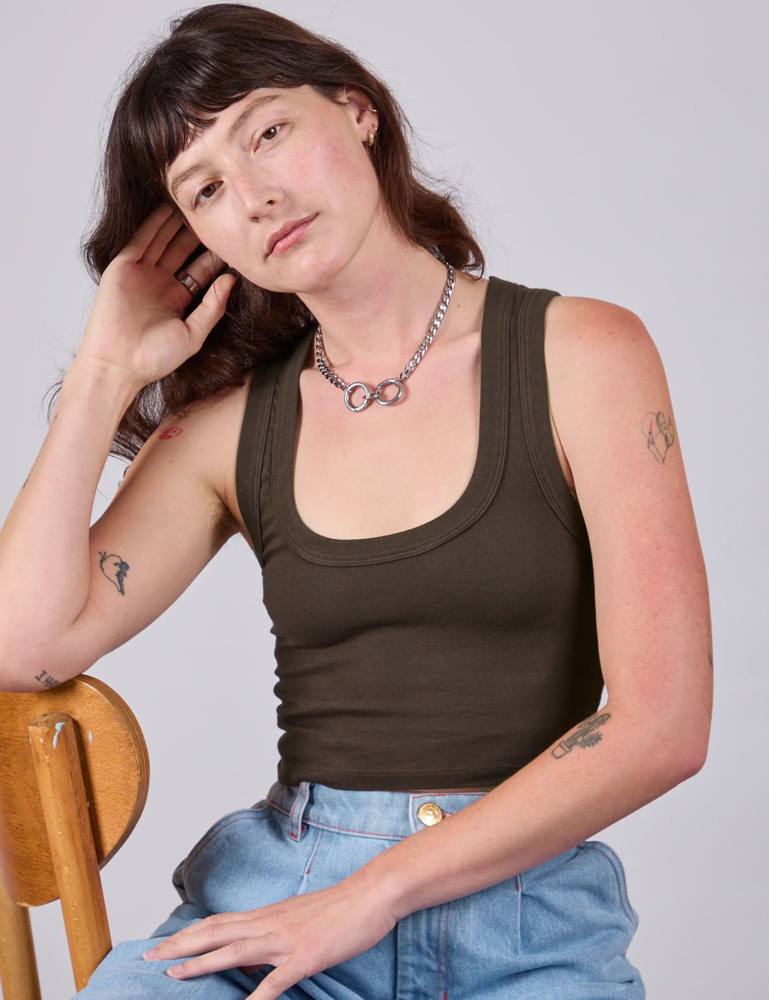 Cropped Tank Top - Espresso Brown - Image 11