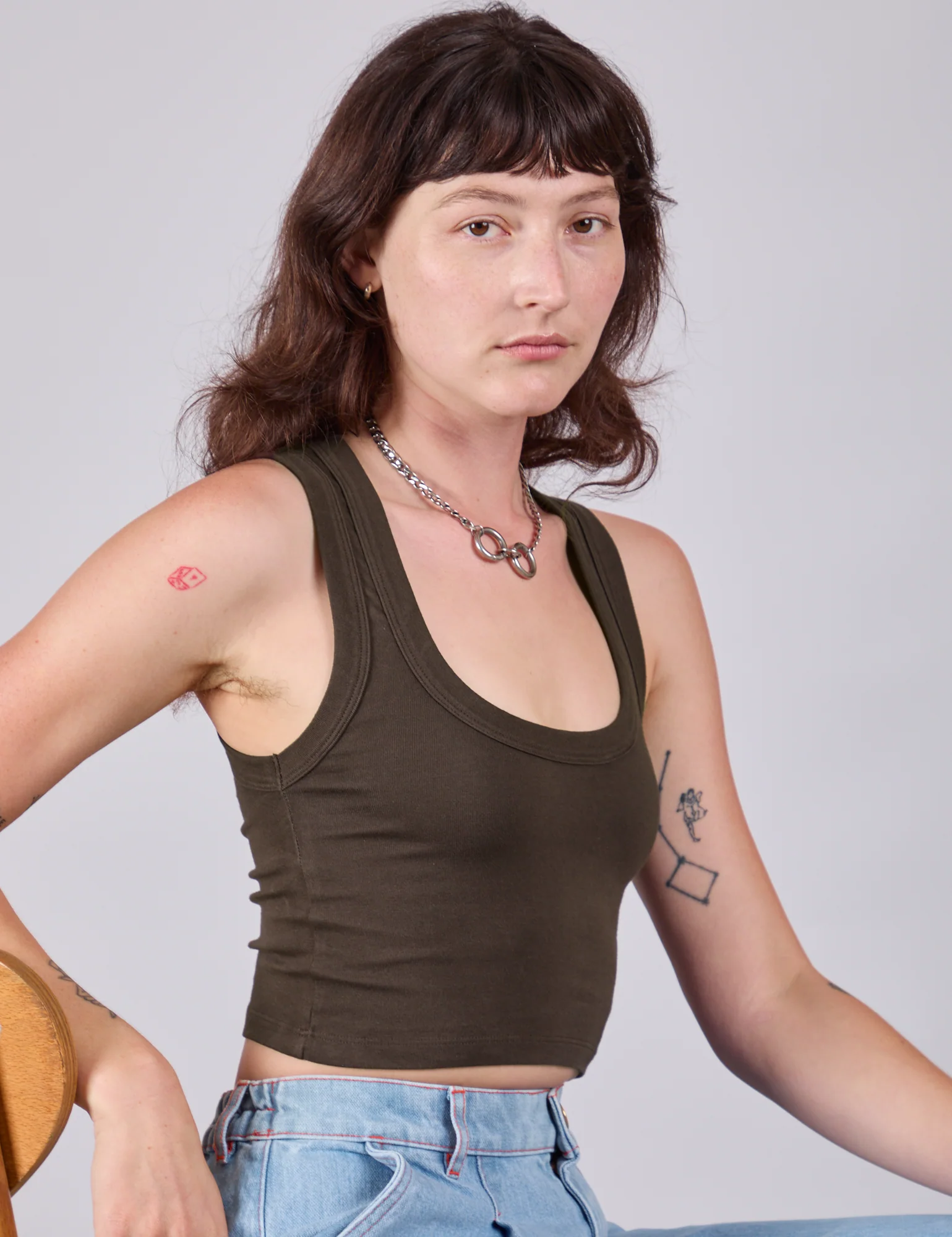 Cropped Tank Top - Espresso Brown - Image 12