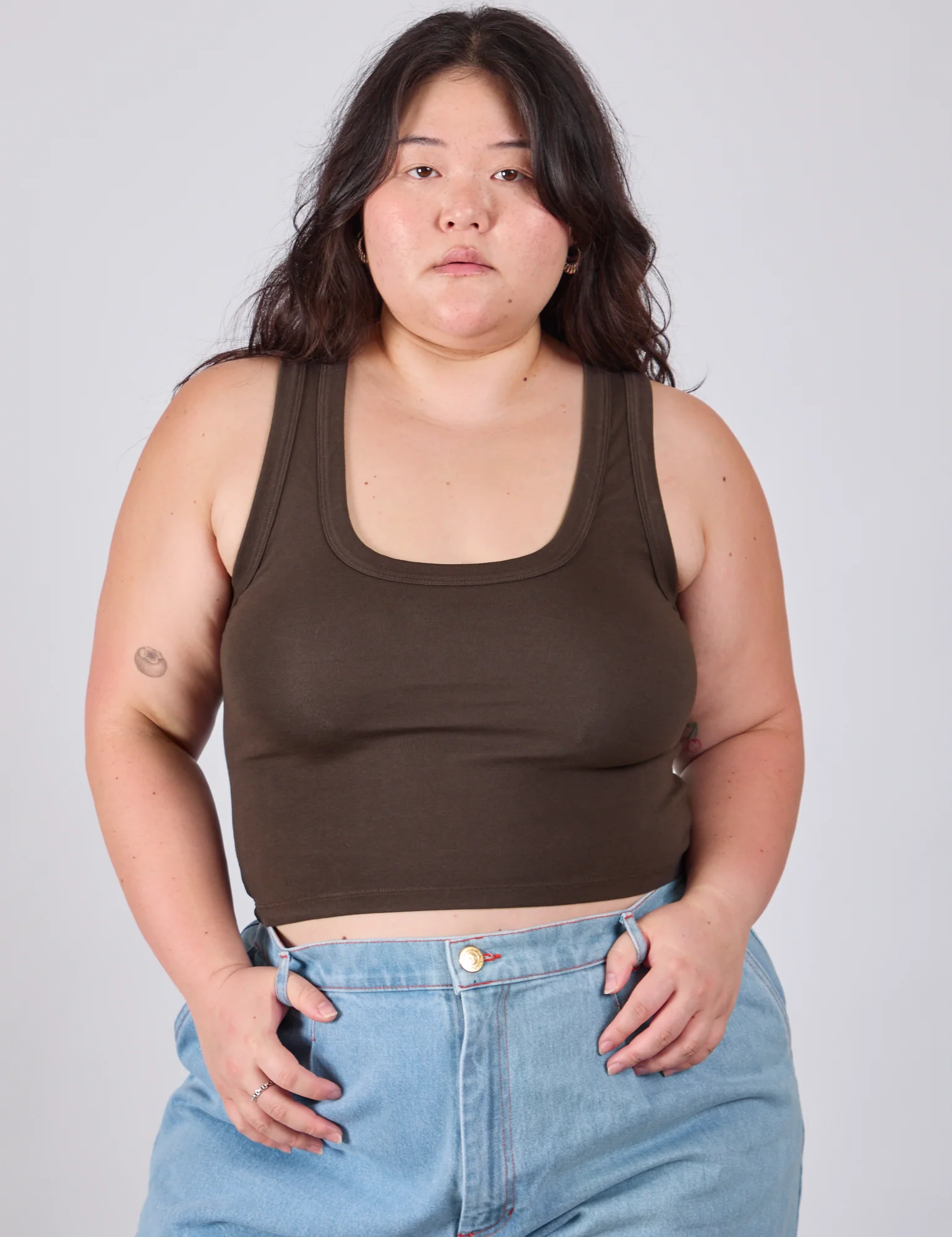 Cropped Tank Top - Espresso Brown - Image 3