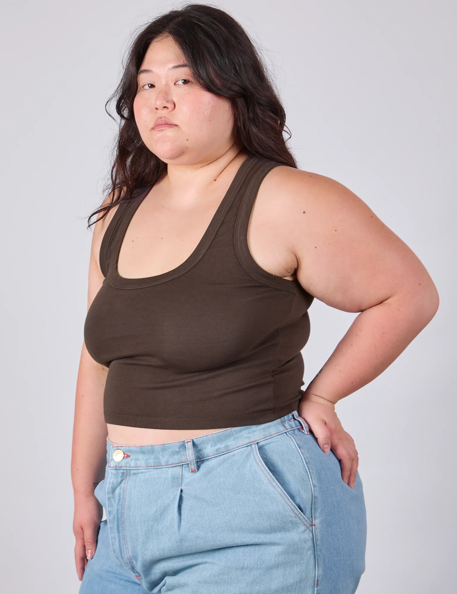 Cropped Tank Top - Espresso Brown - Image 5