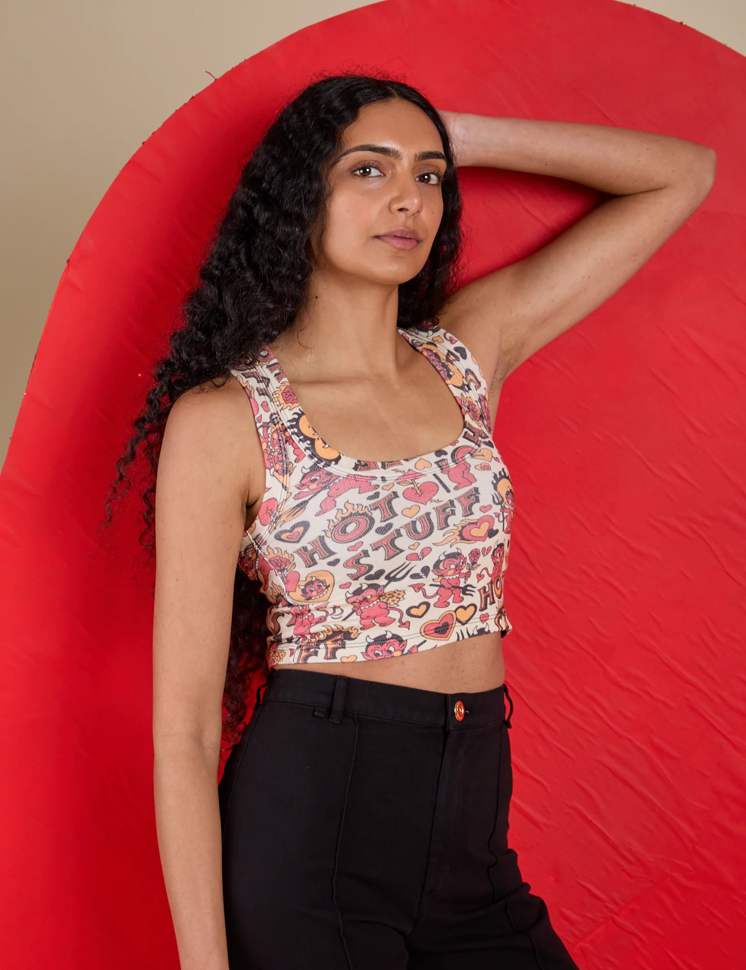 Cropped Tank Top - Hot Stuff Print - Image 10