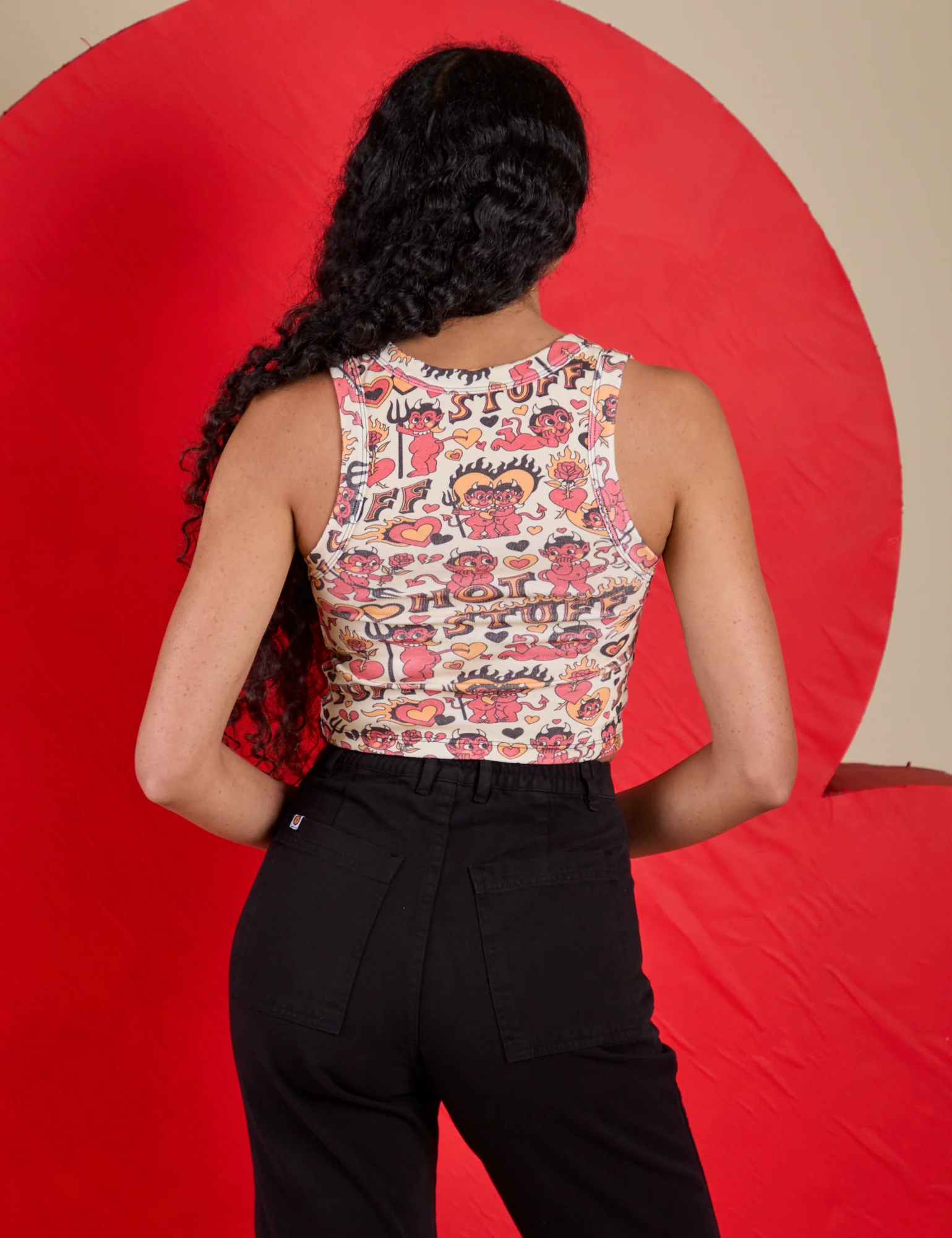 Cropped Tank Top - Hot Stuff Print - Image 13