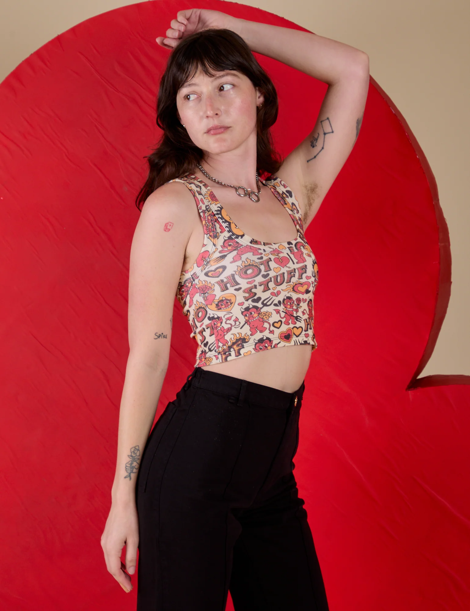 Cropped Tank Top - Hot Stuff Print - Image 15