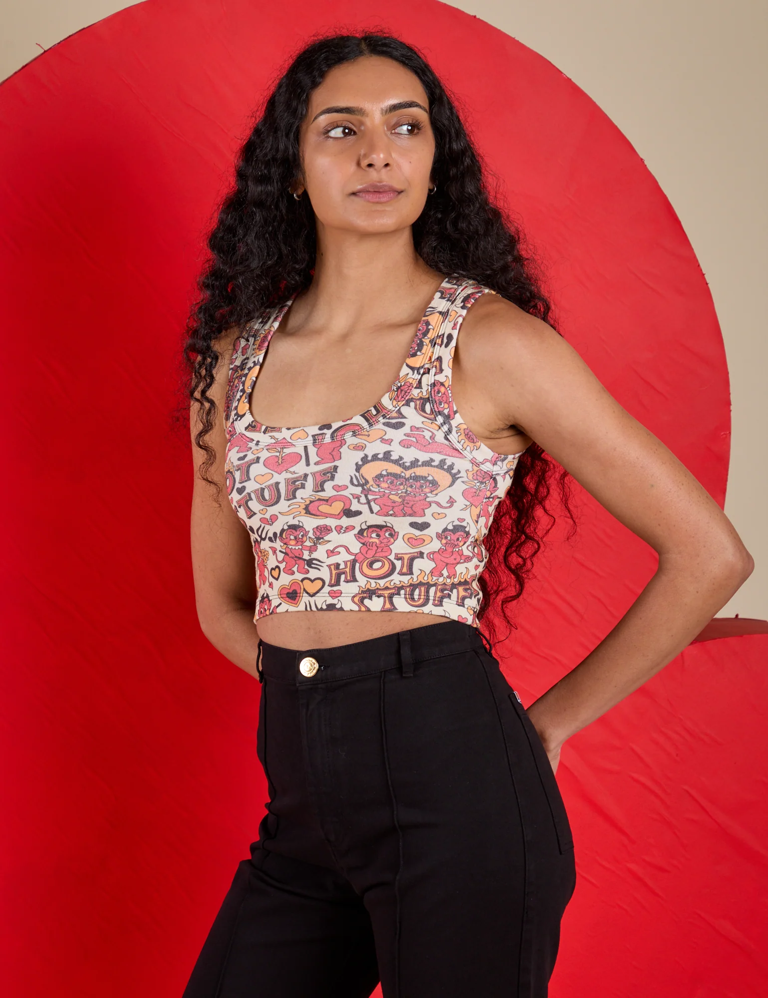 Cropped Tank Top - Hot Stuff Print - Image 8