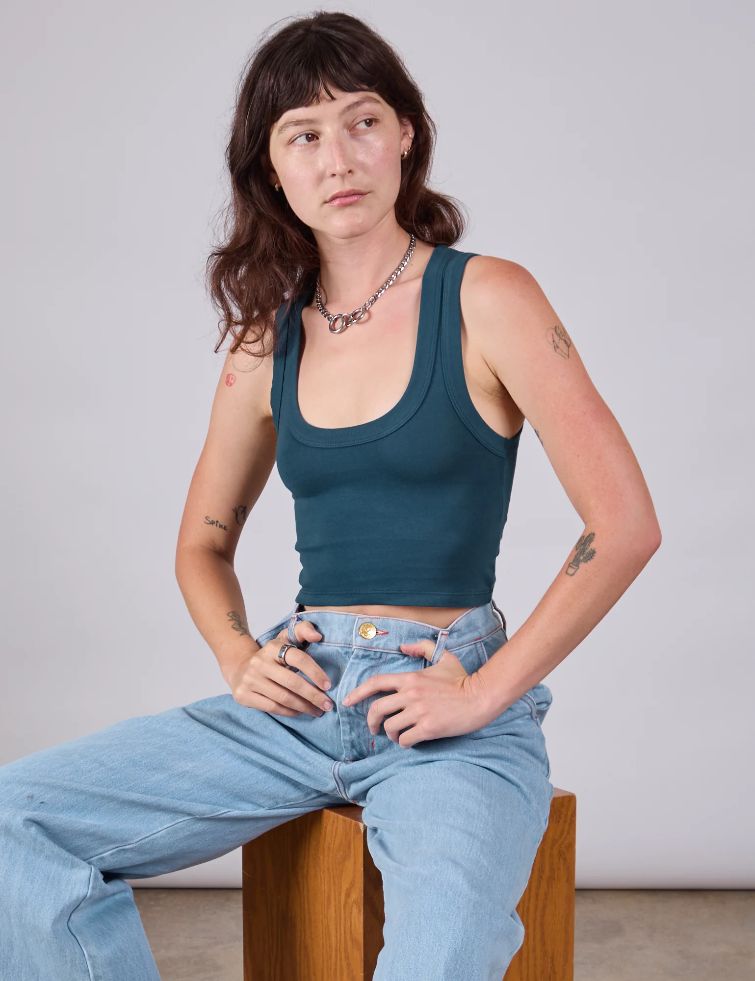 Cropped Tank Top - Lagoon - Image 3