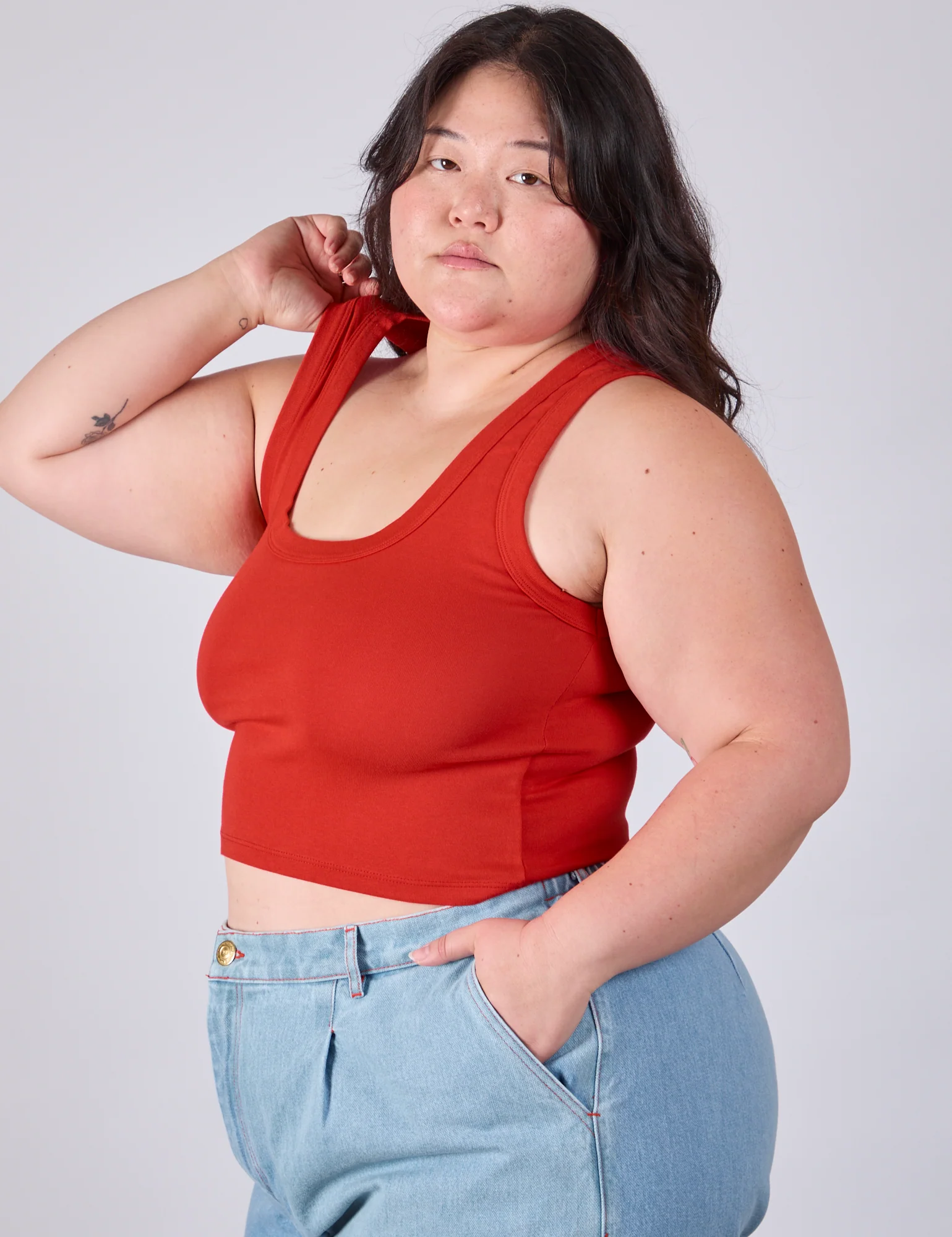 Cropped Tank Top - Mustang Red - Image 10