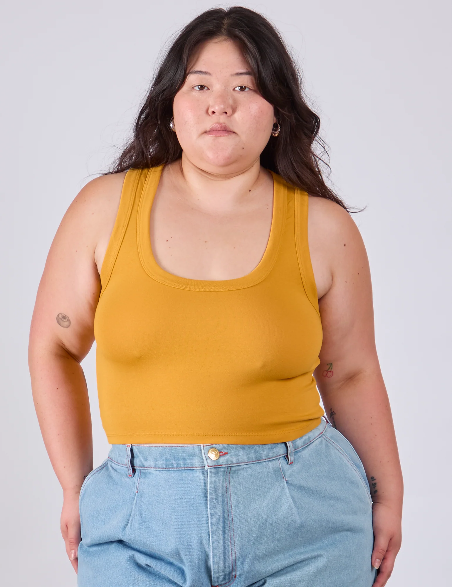 Cropped Tank Top - Mustard Yellow - Image 11