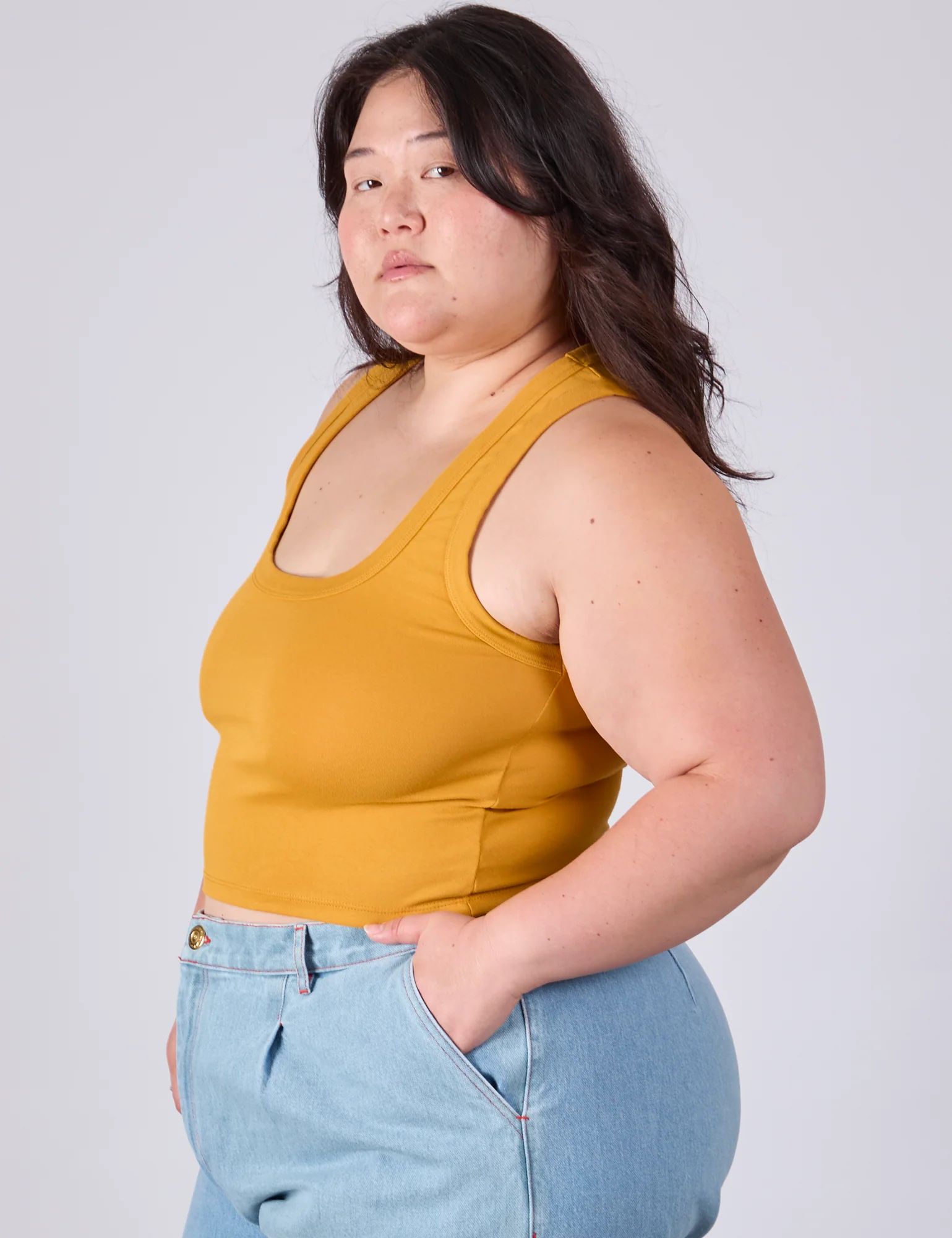 Cropped Tank Top - Mustard Yellow - Image 13