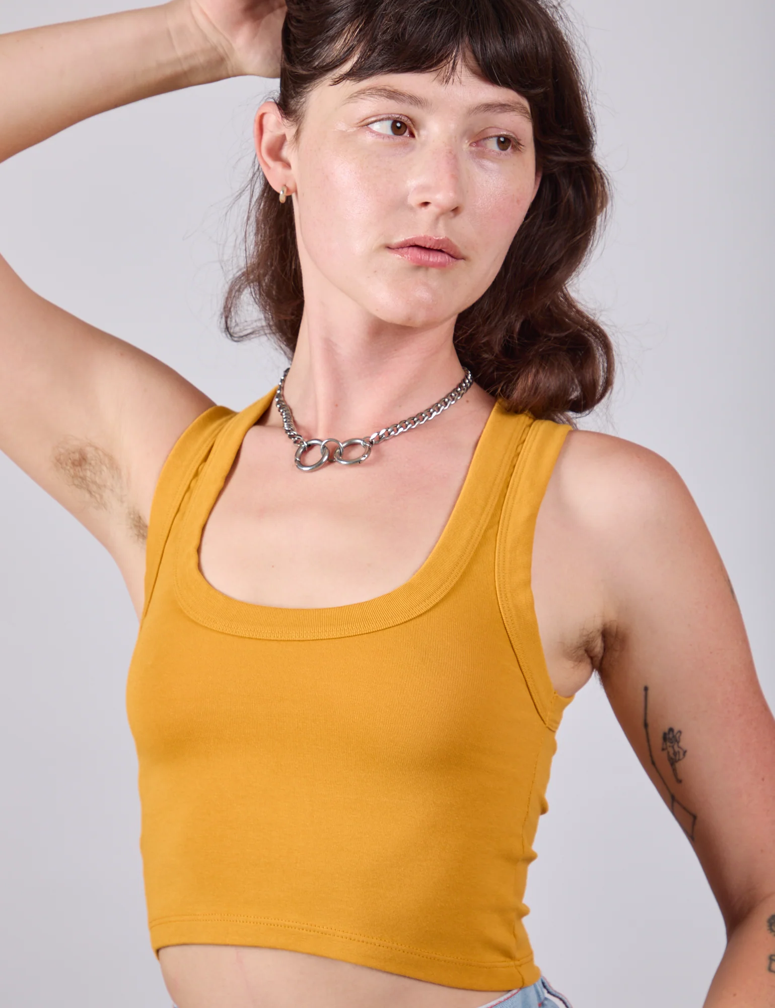 Cropped Tank Top - Mustard Yellow - Image 4