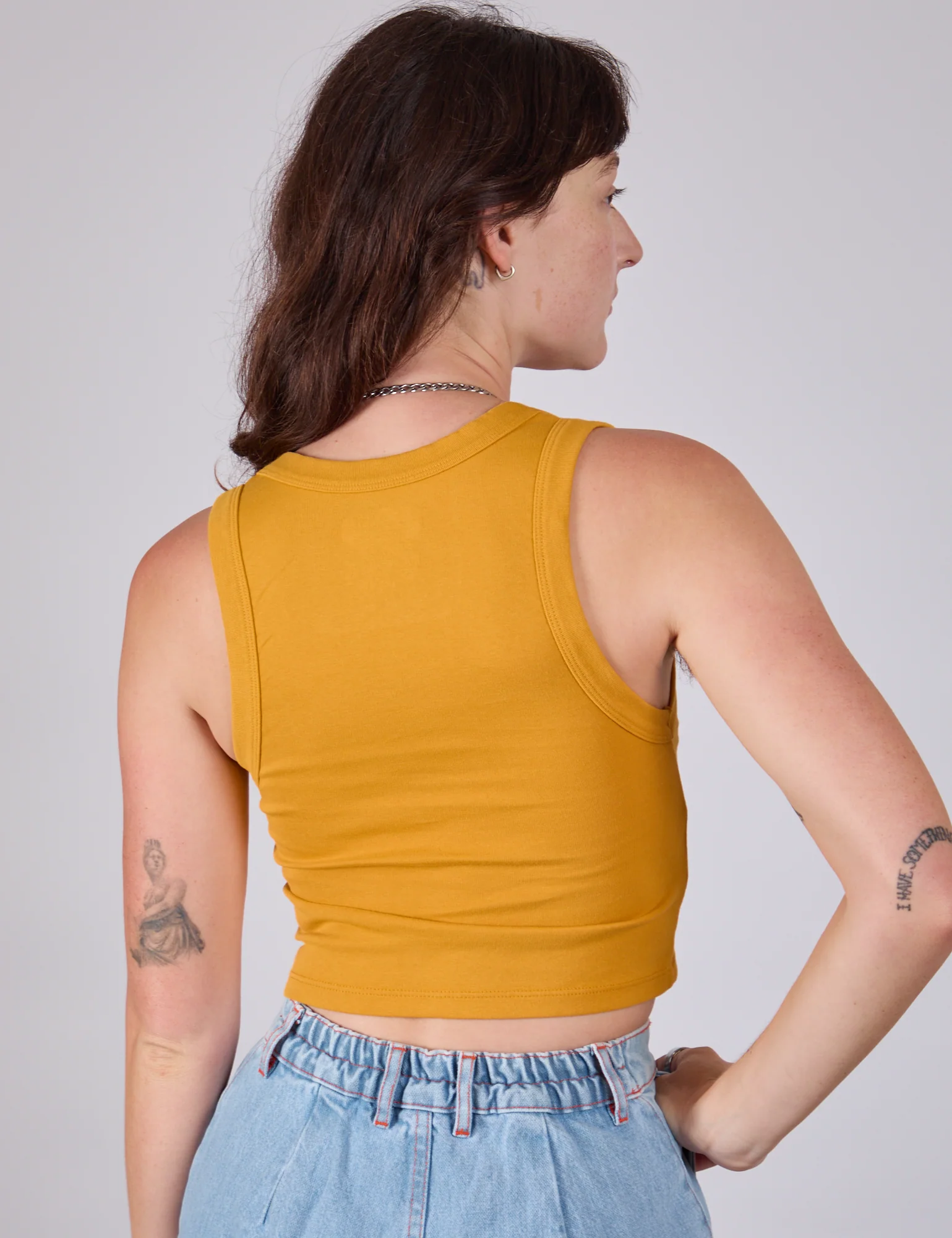 Cropped Tank Top - Mustard Yellow - Image 7