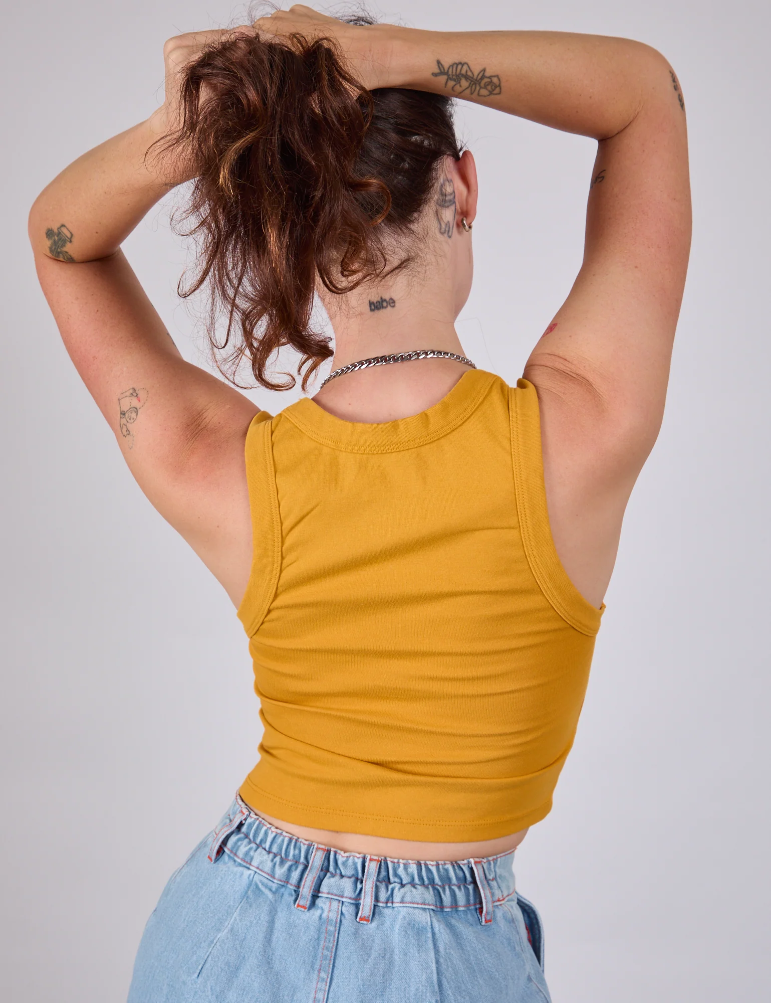 Cropped Tank Top - Mustard Yellow - Image 9