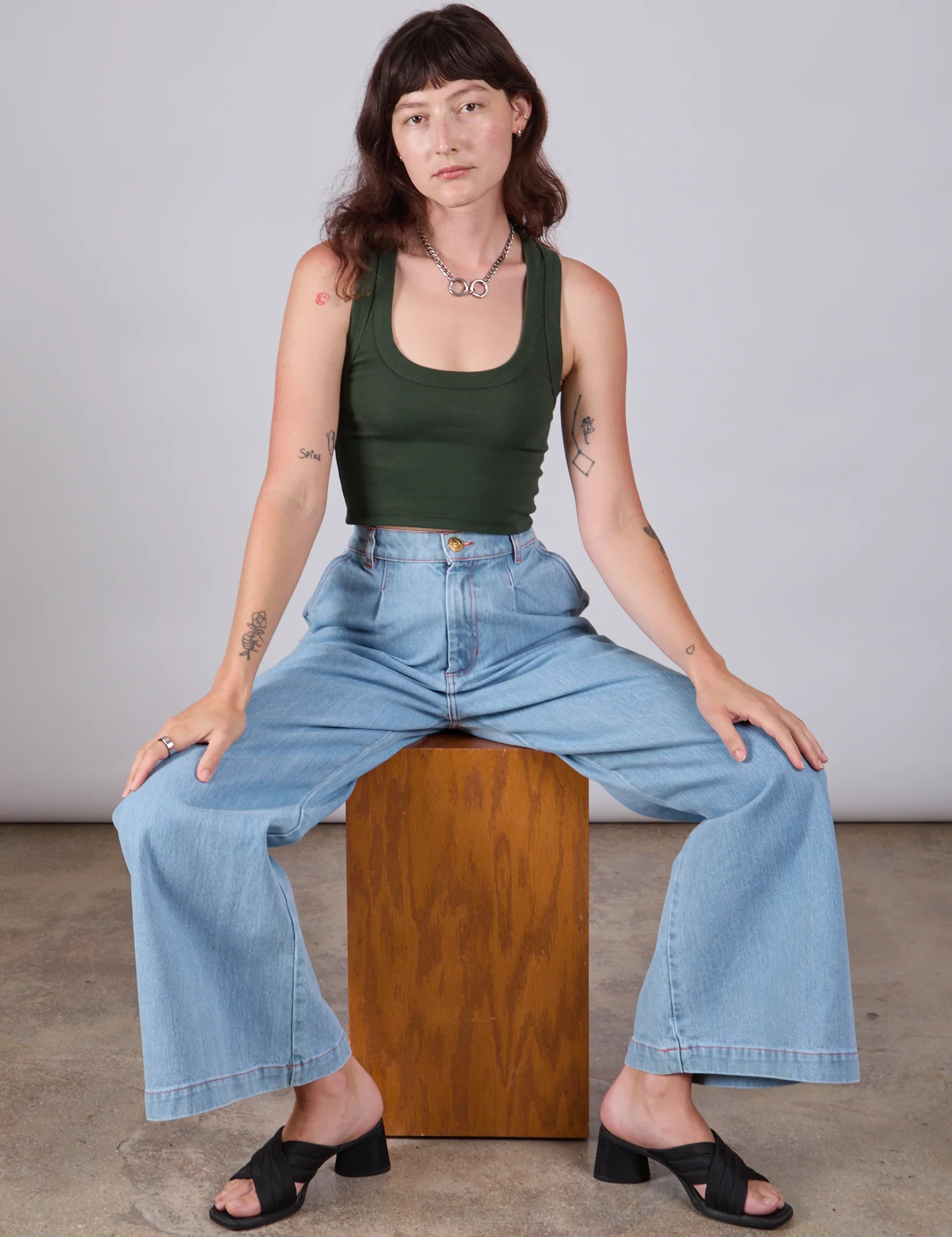 Cropped Tank Top - Swamp Green - Image 10