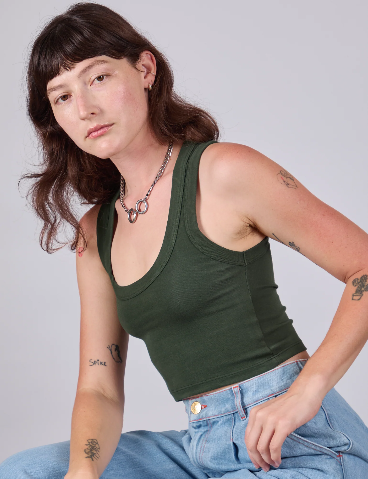 Cropped Tank Top - Swamp Green - Image 11