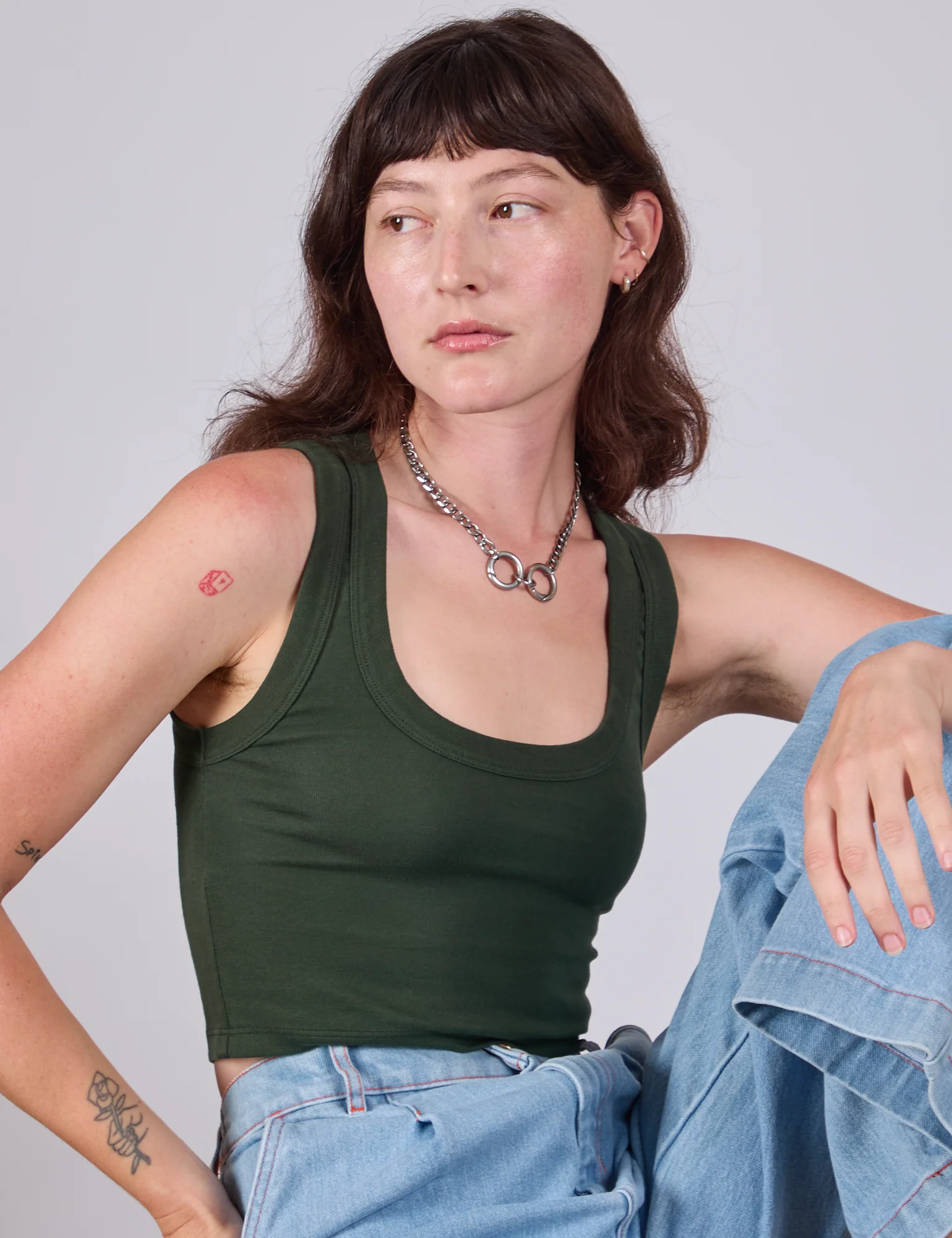 Cropped Tank Top - Swamp Green - Image 8