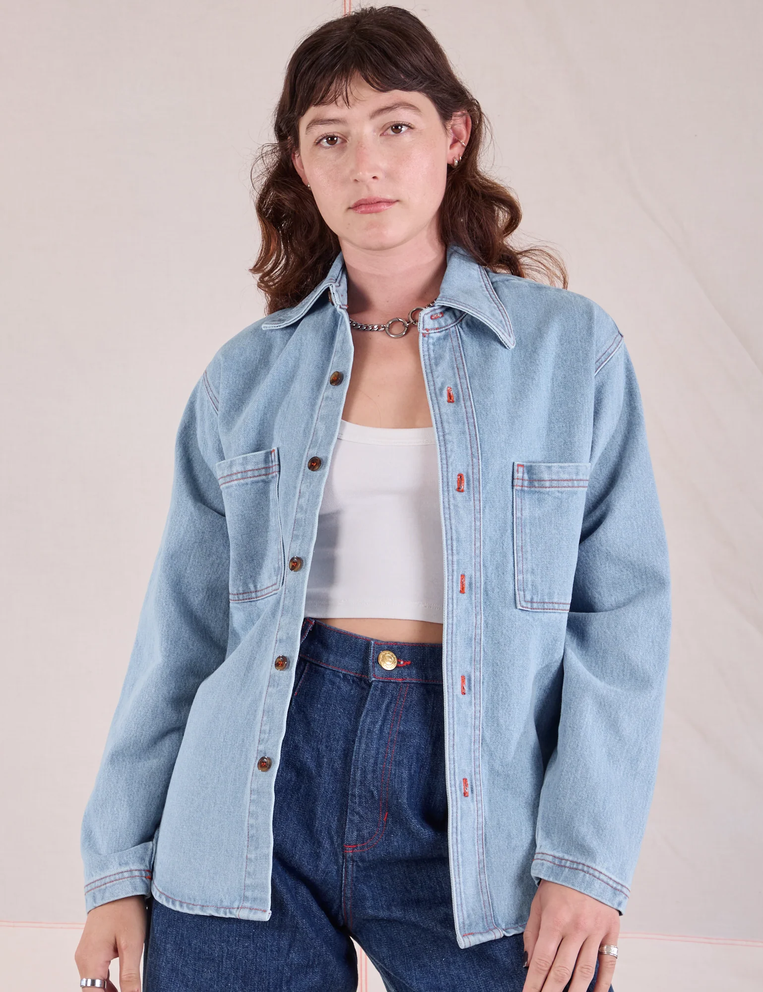 Denim Overshirt - Light Wash - Image 13
